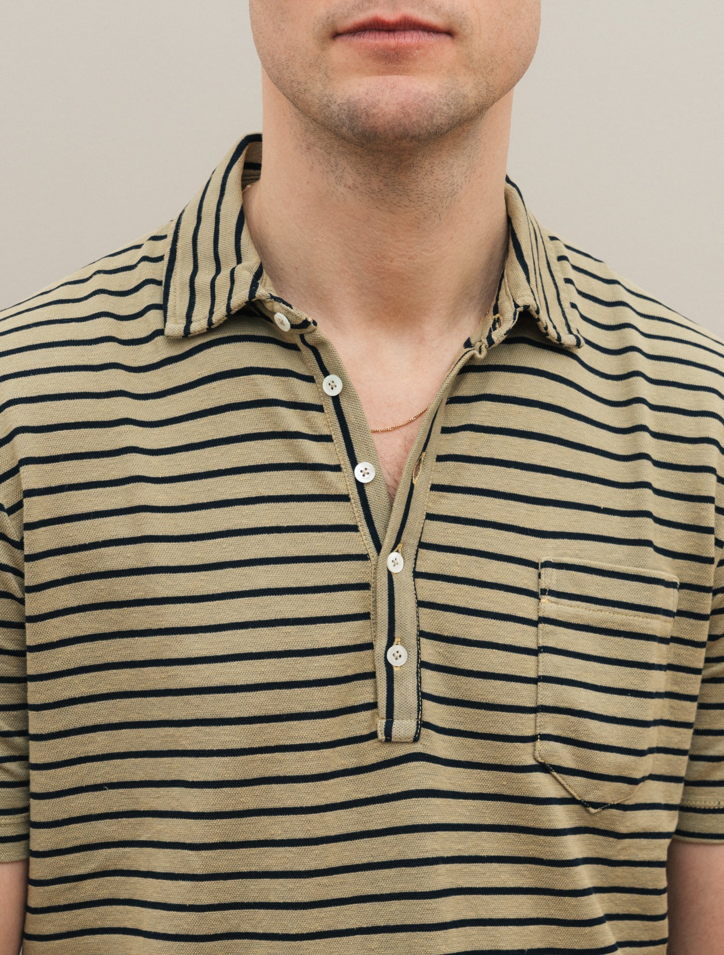 Wembley Striped Cotton Linen Polo Shirt Short Sleeve Green Massimo Alba Polo shirts S