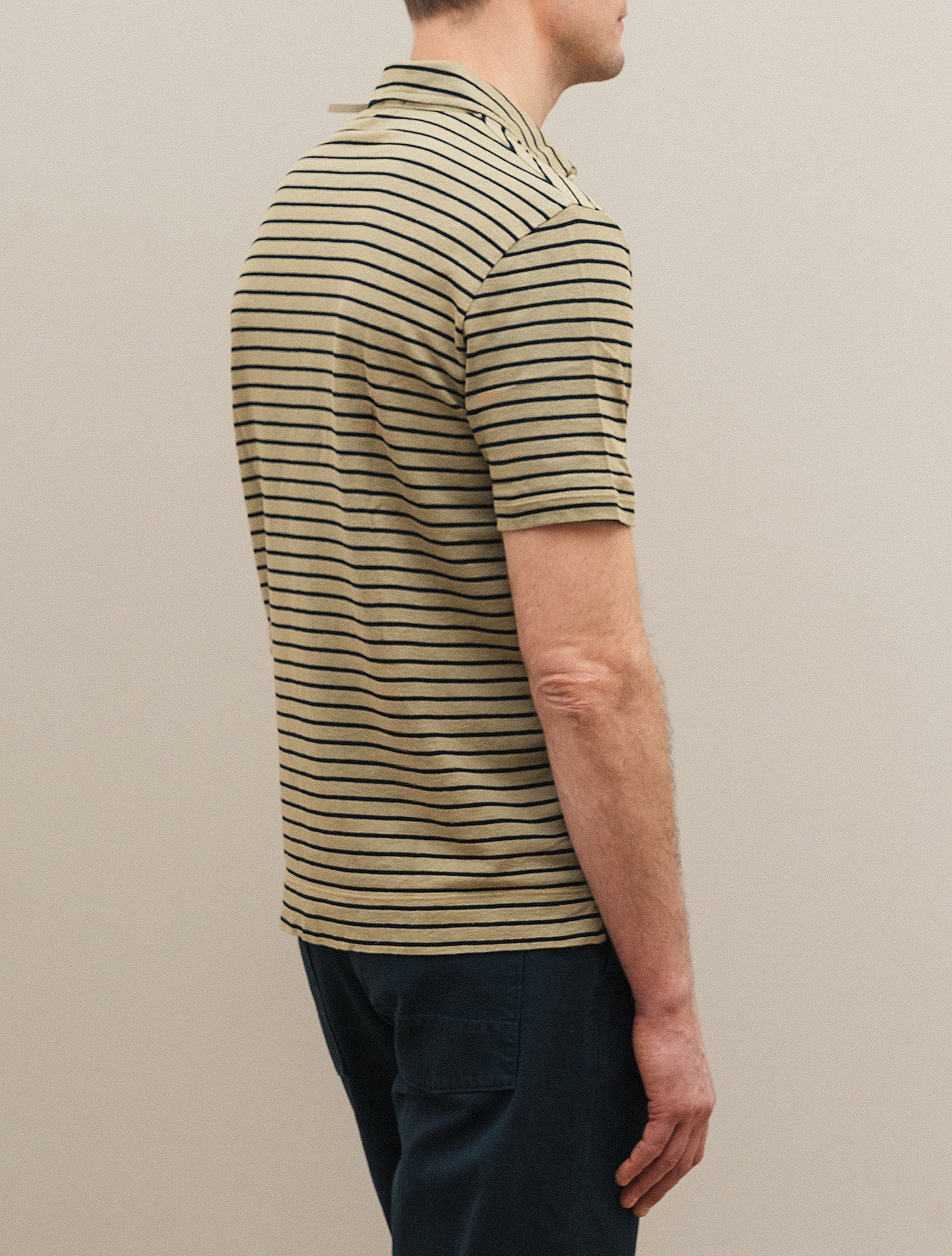 Wembley Striped Cotton Linen Polo Shirt Short Sleeve Green Massimo Alba Polo shirts S