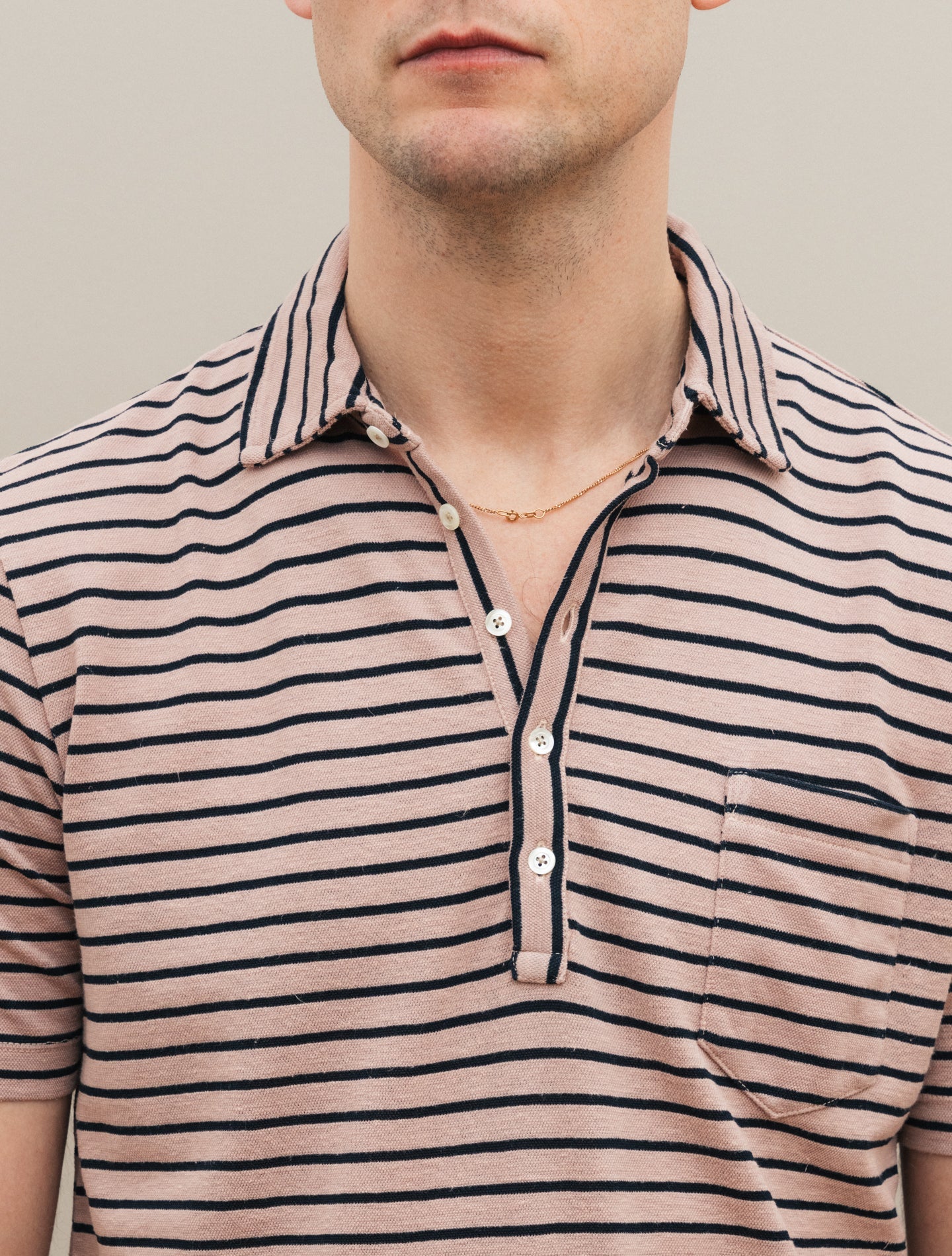 Wembley Striped Cotton Linen Polo Shirt Short Sleeve Pink Massimo Alba Polo shirts S