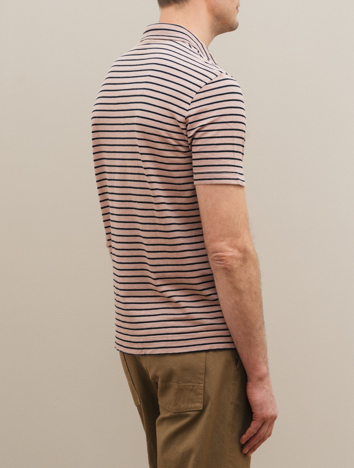 Wembley Striped Cotton Linen Polo Shirt Short Sleeve Pink Massimo Alba Polo shirts S