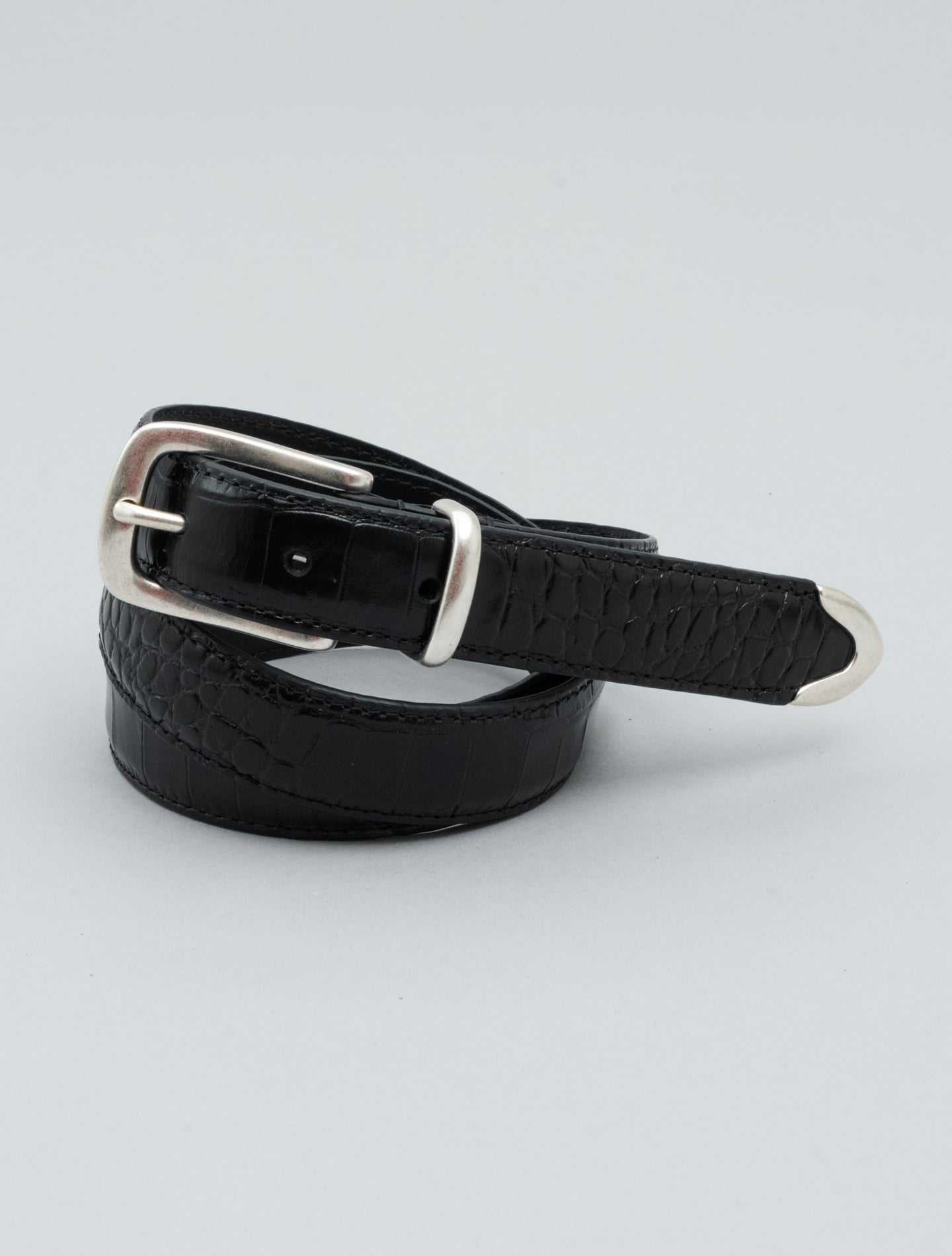 Western Croco - embossed Leather Belt Black Anderson's Belts 80