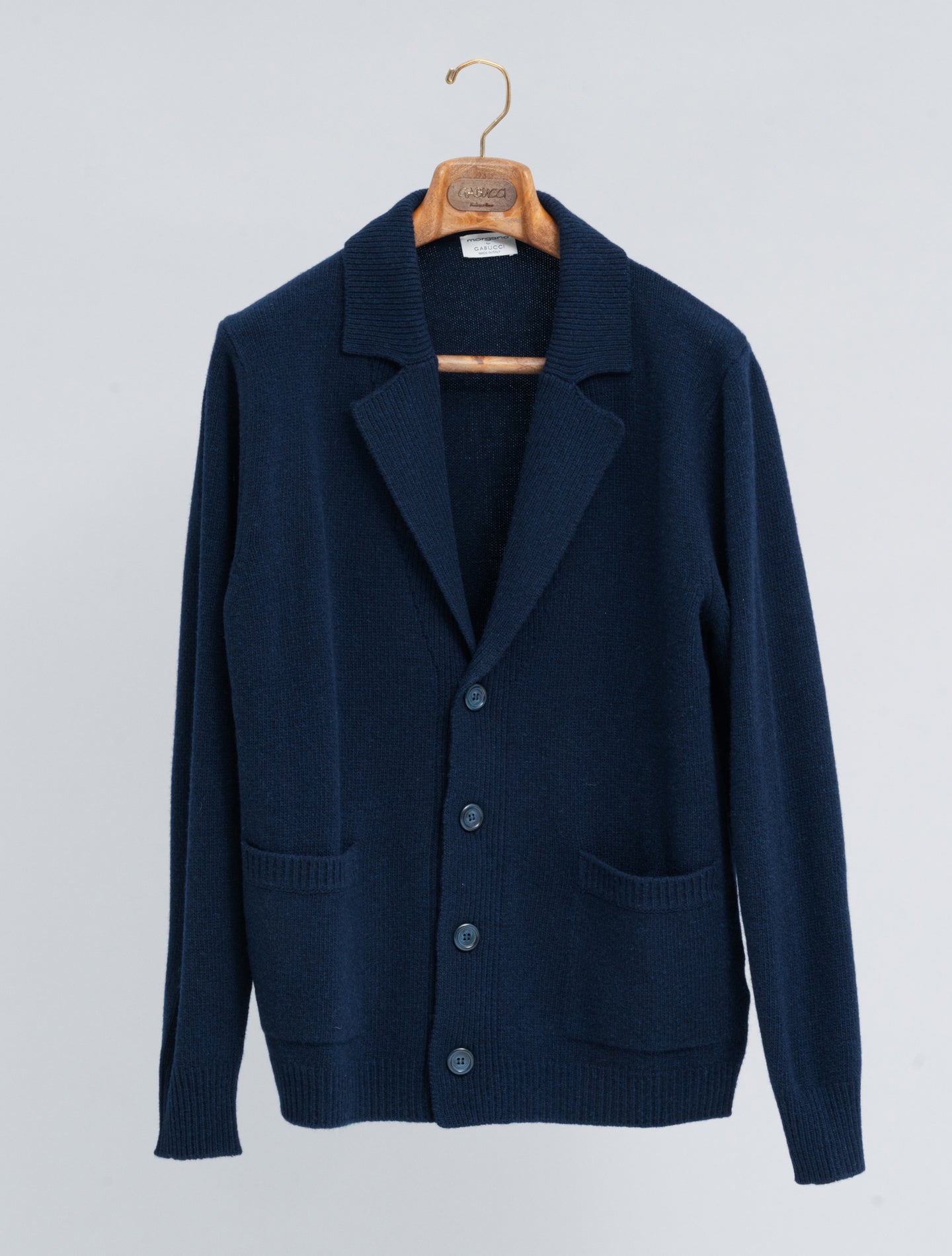 Wool Cashmere Cardigan Deep Navy Morgano Knitwear 46