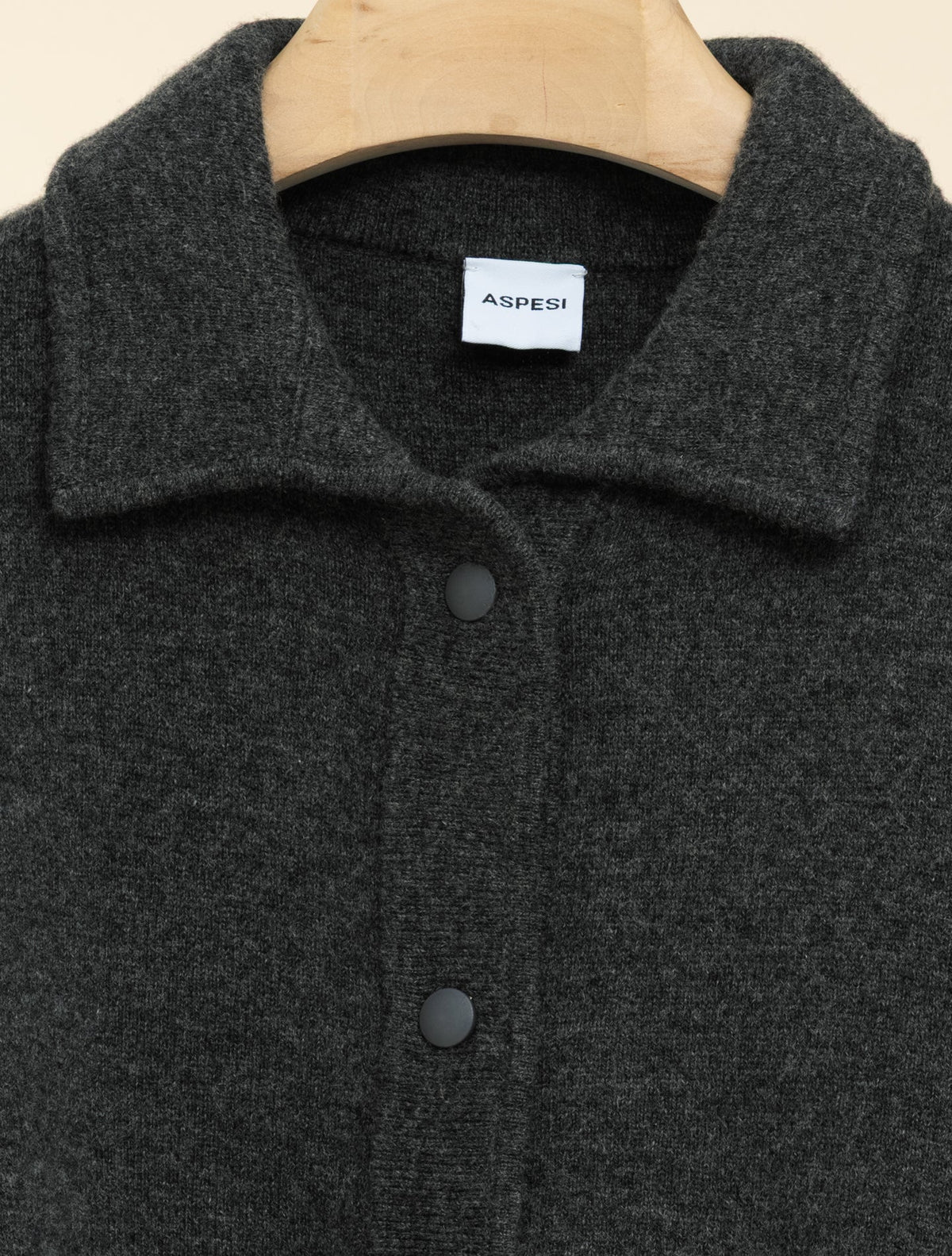 Wool Cashmere Knit Jacket Charcoal Aspesi Knitwear IT 40