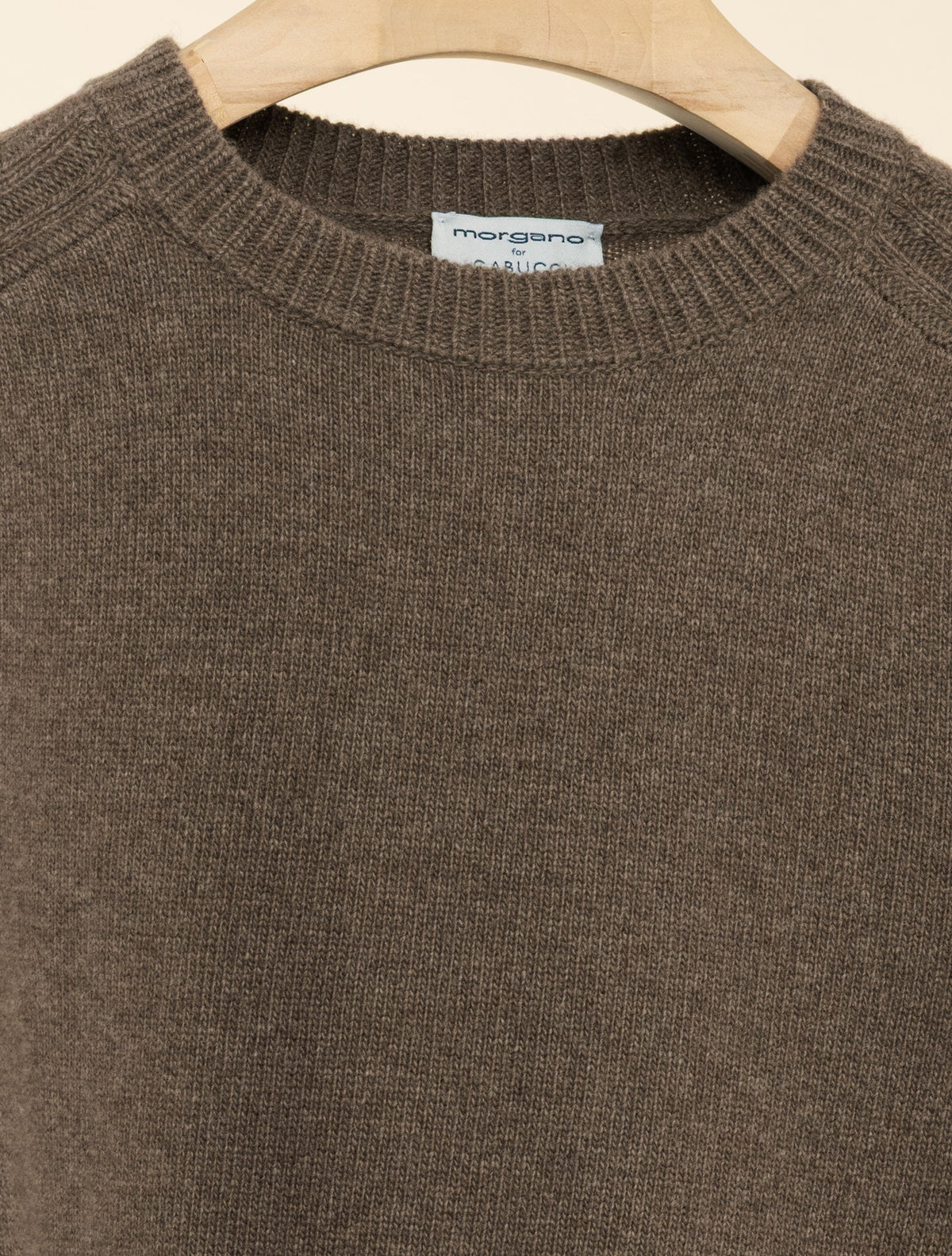 Wool Cashmere T-shoulder Crewneck Cacao Morgano Knitwear IT 40