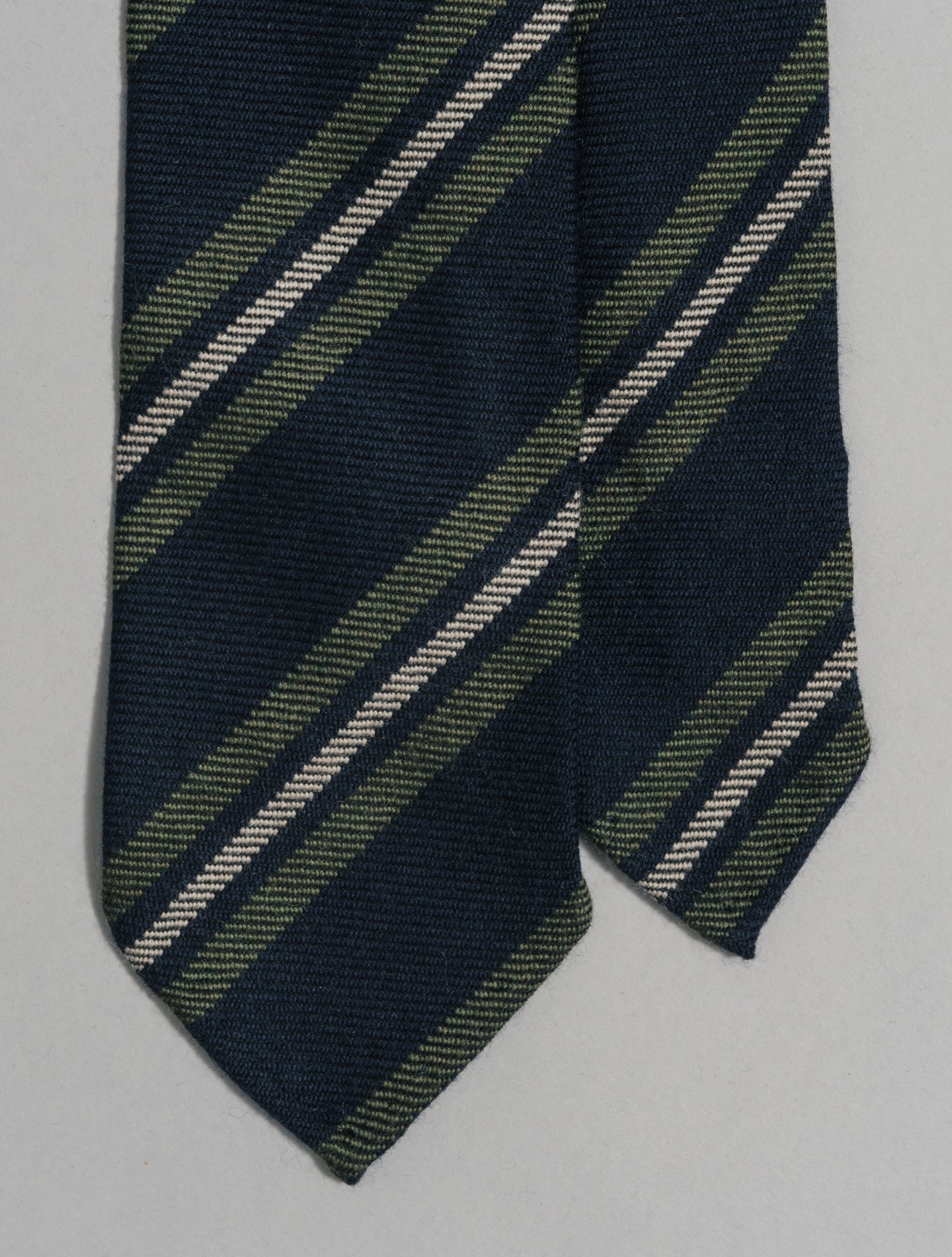 Wool Regimental Tie Green Finamore Ties One Size