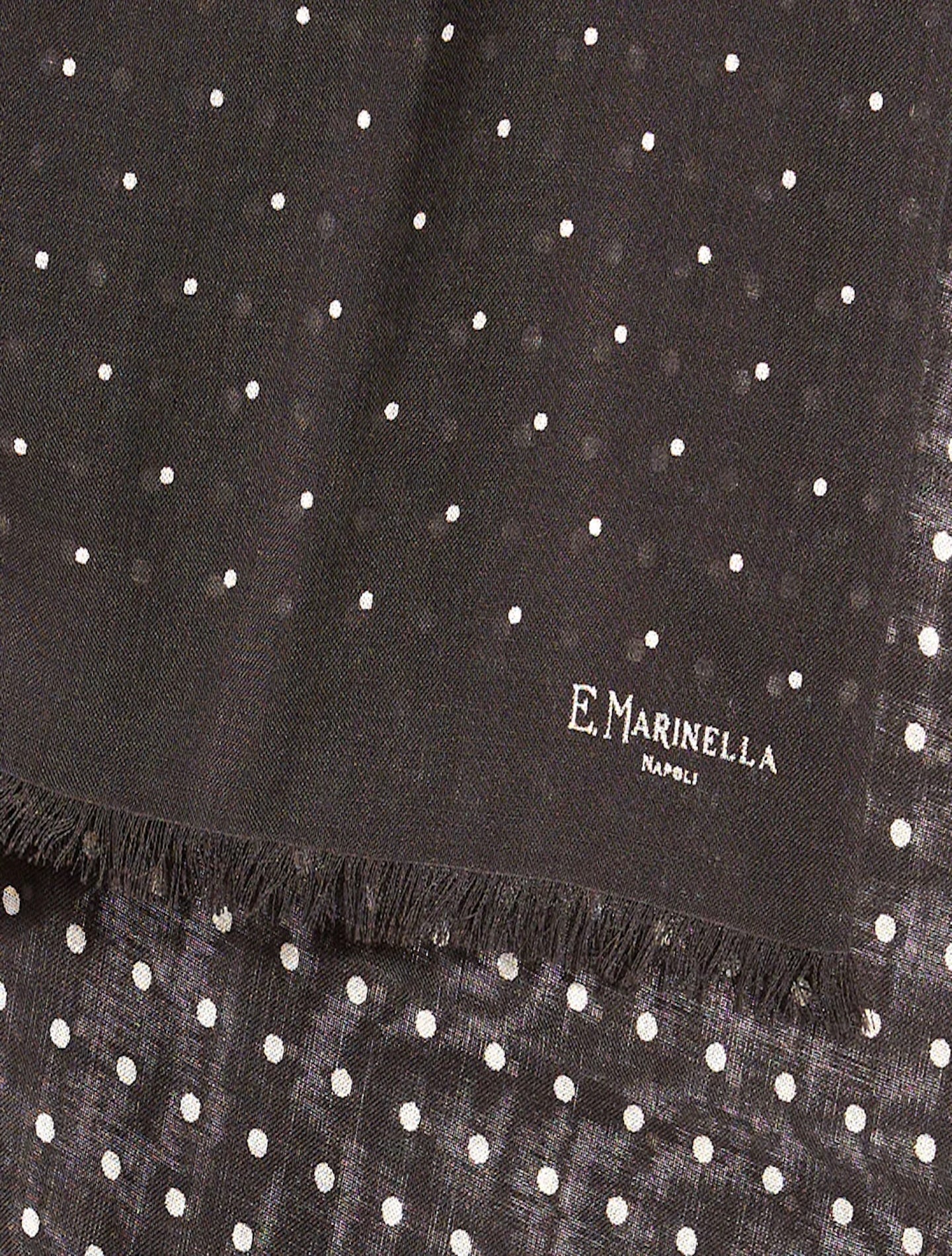 Wool Silk Pin Dot Pattern Scarf Brown Marinella Scarves 47x180