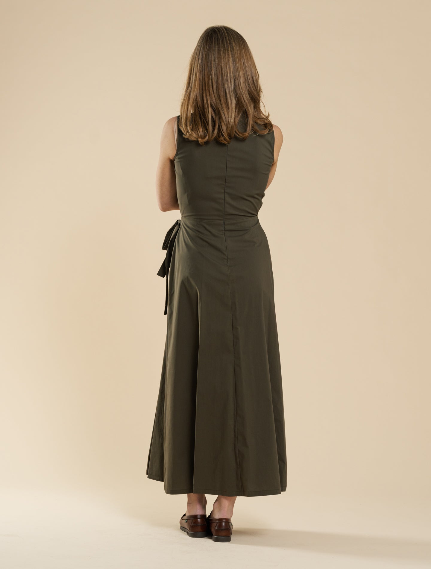 Wrap Stretch Cotton Poplin Dress Military Aspesi Dresses IT 38
