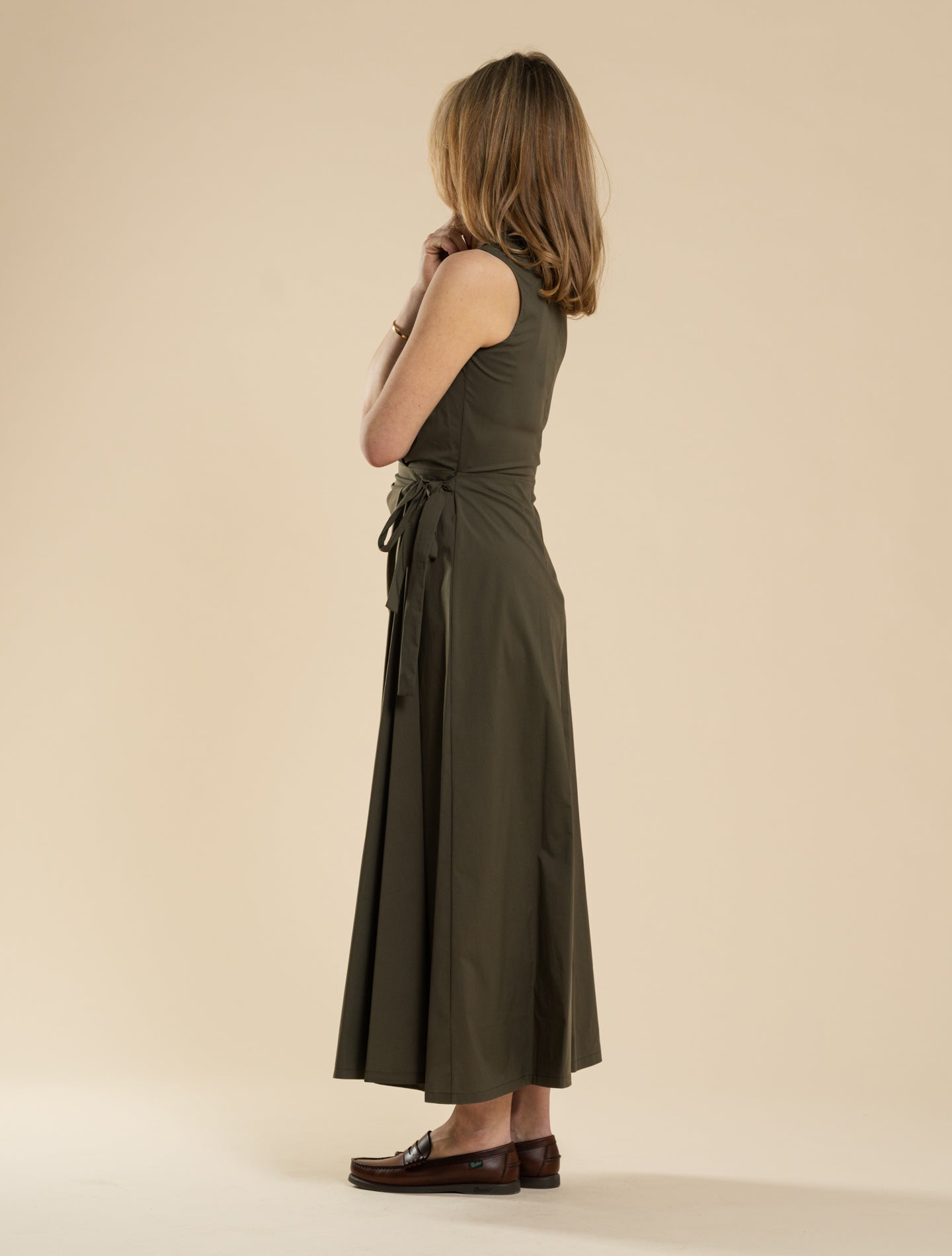 Wrap Stretch Cotton Poplin Dress Military Aspesi Dresses IT 38