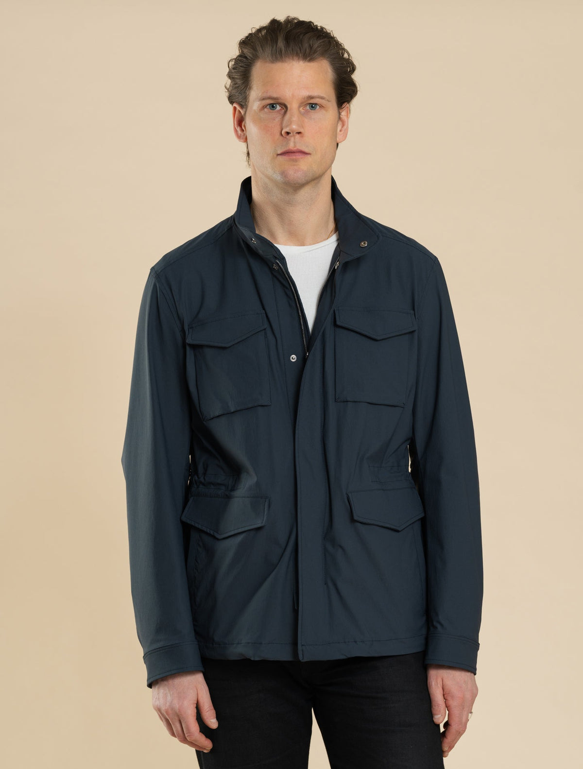 Herno Wrinkled Stretch Nylon Field Jacket Navy | Gabucci
