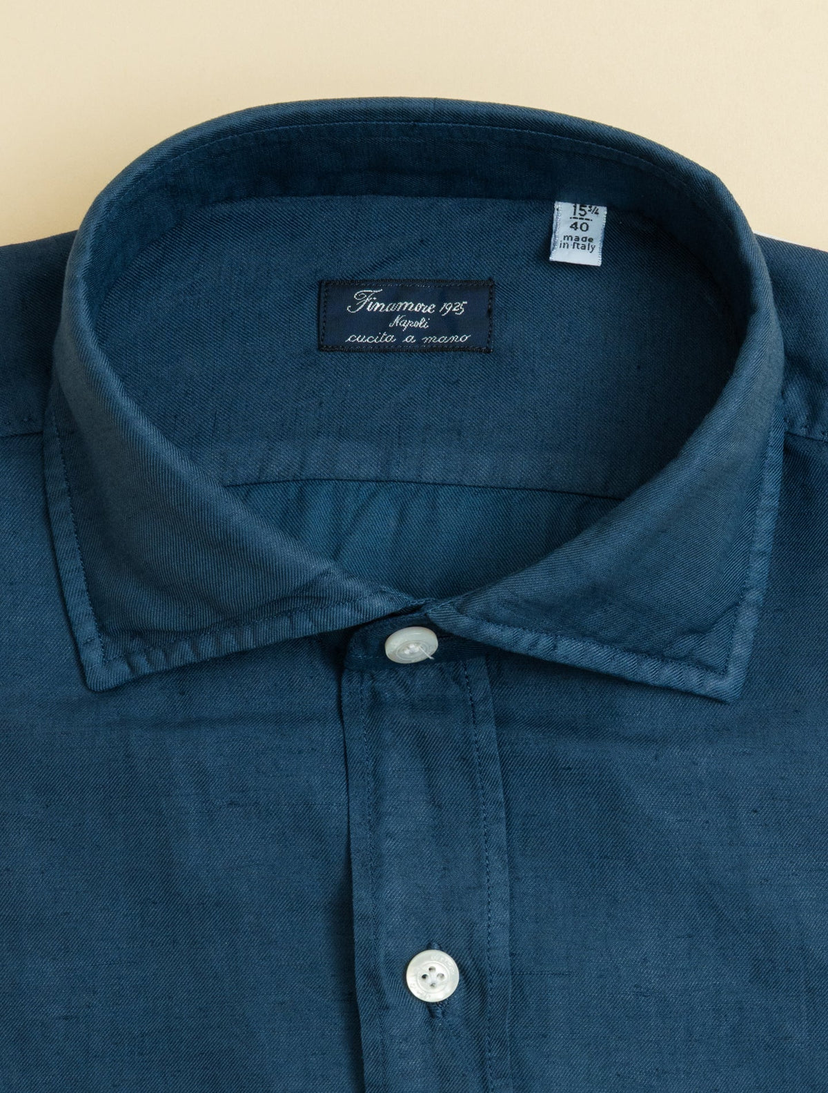 Zante Carlo Riva Garment Dyed Linen Cotton Shirt Navy