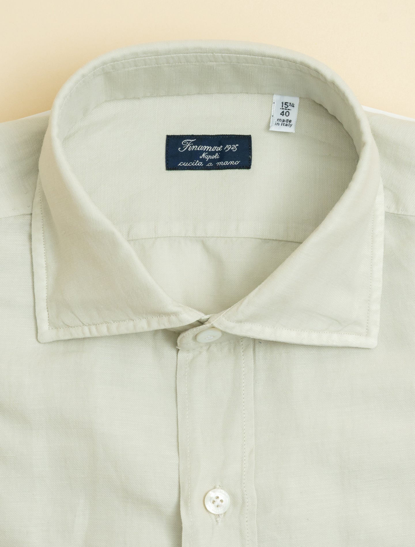 Zante Carlo Riva Garment Dyed Linen Cotton Shirt Sand Finamore Shirts 39