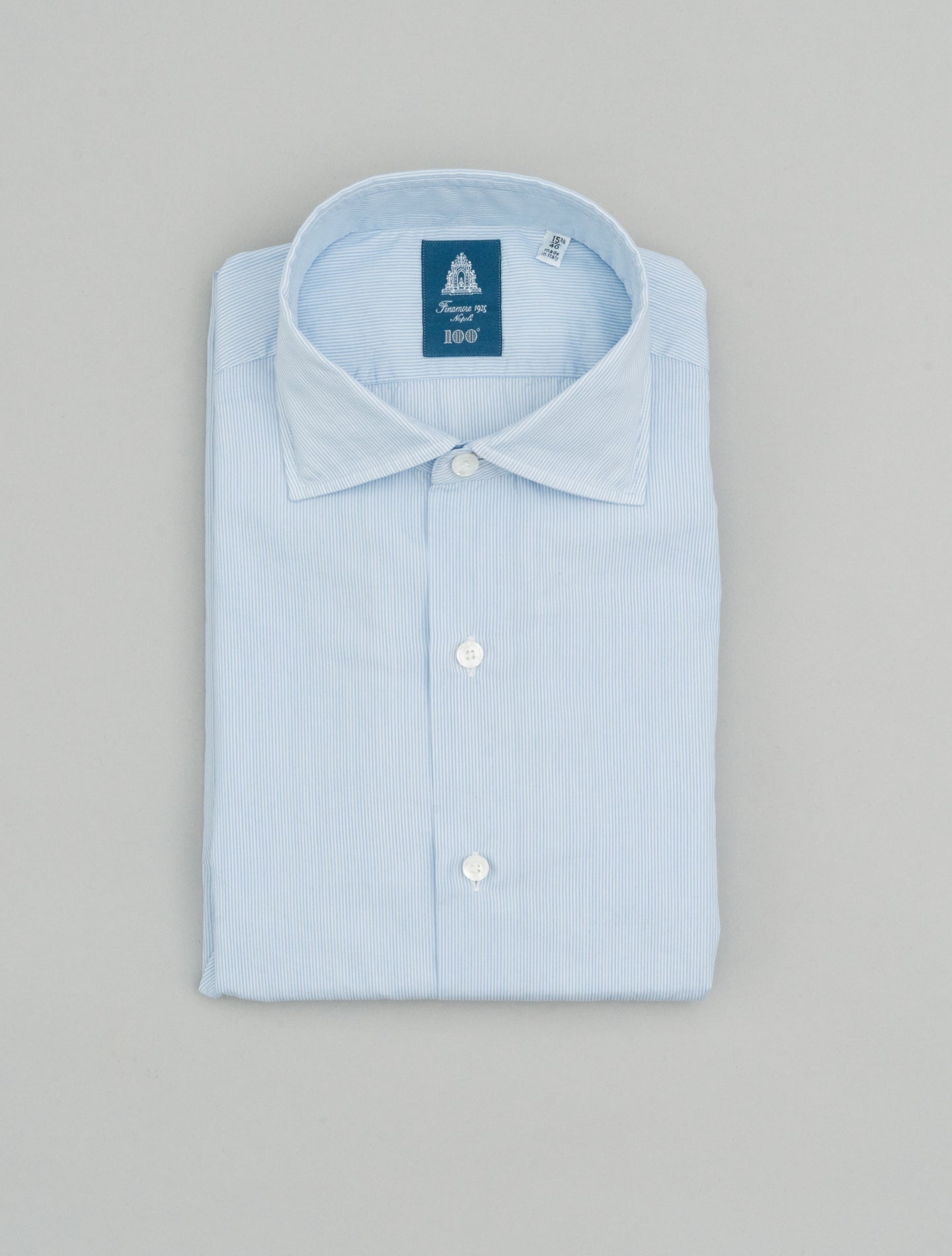 Zante Enzyme Striped Cotton Shirt Light Blue Finamore Shirts 39