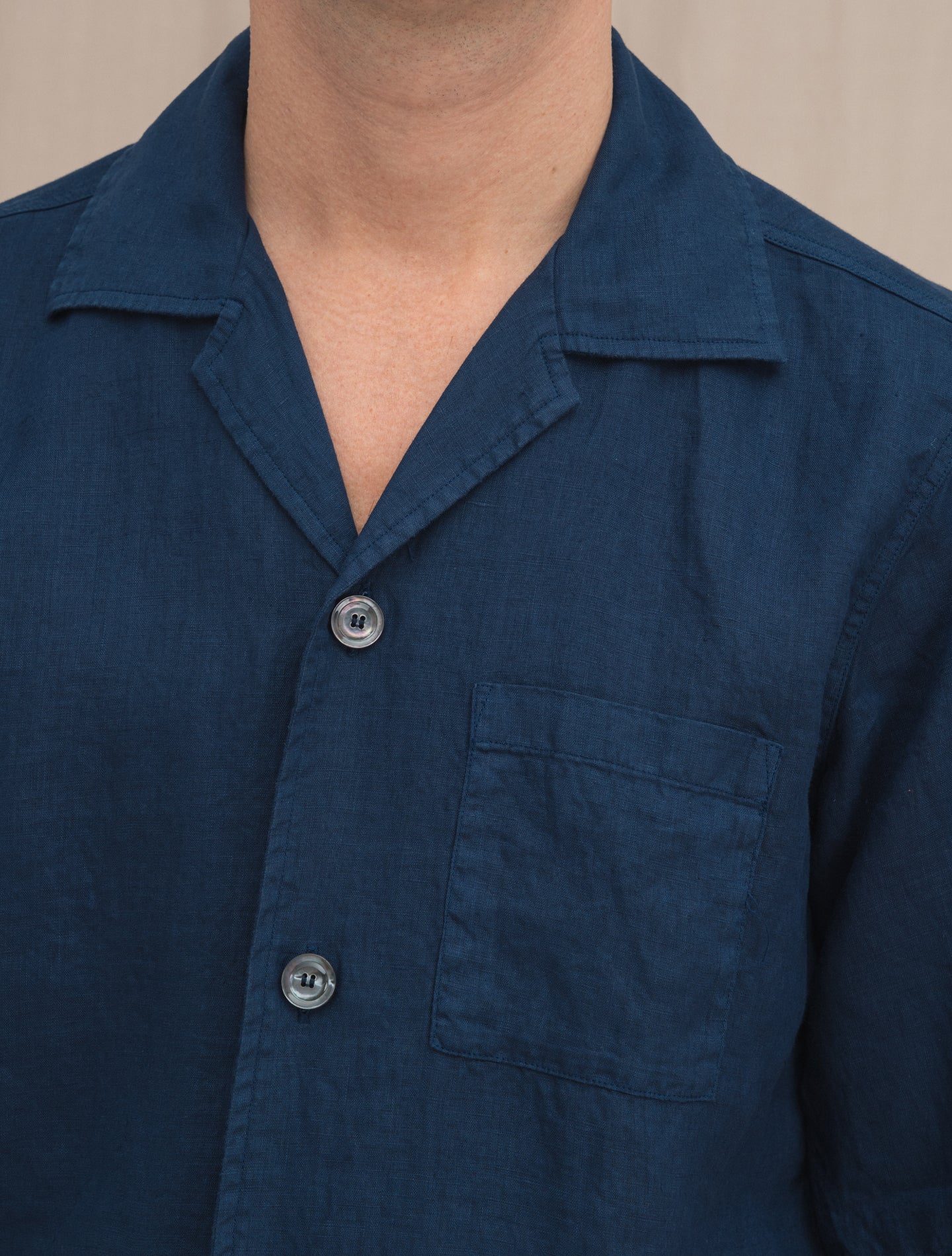 Ago Linen Bowling Shirt Blue Aspesi Shirts S