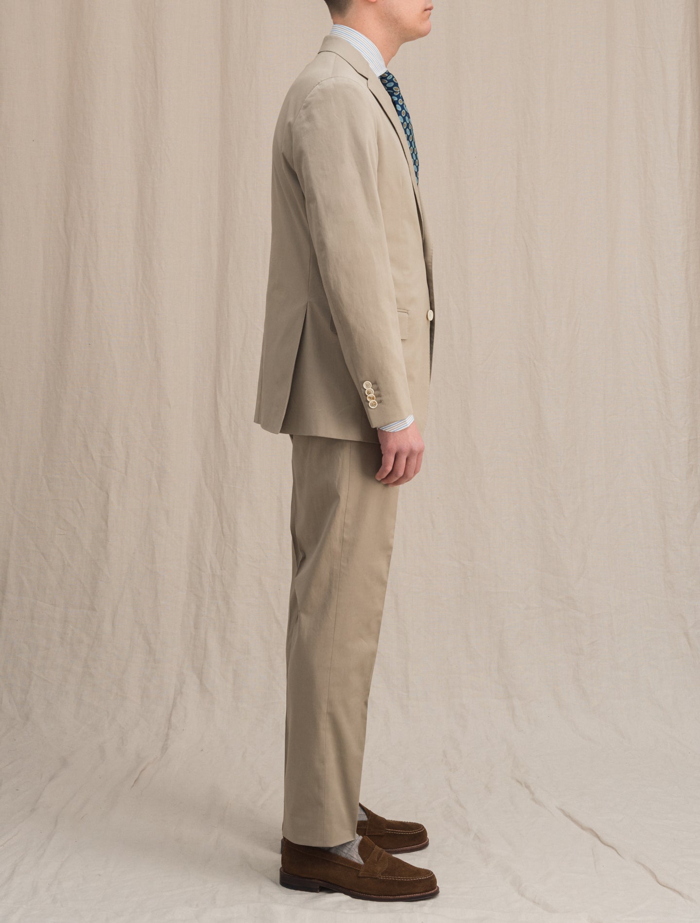 Boheme Single Breasted Cotton Suit Beige Caruso Suits 48