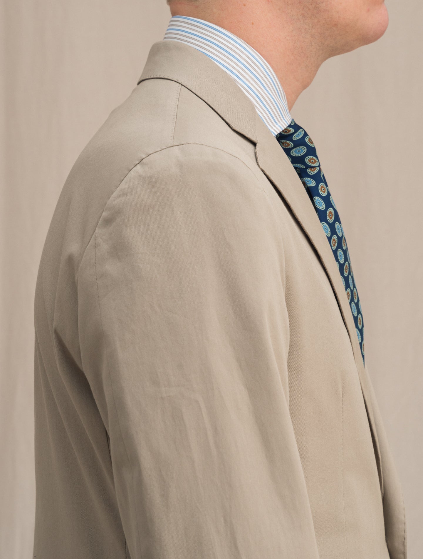 Boheme Single Breasted Cotton Suit Beige Caruso Suits 48