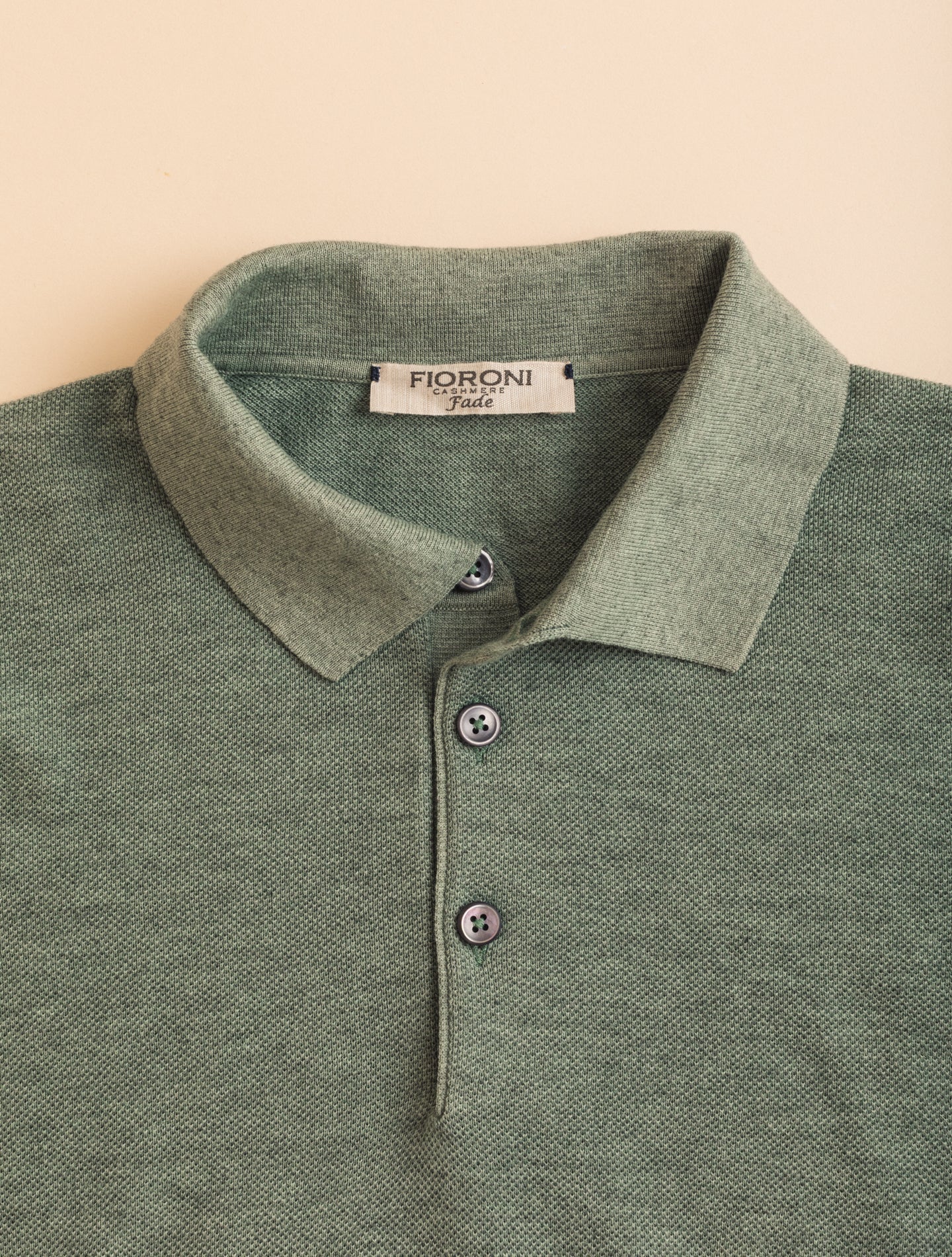 Cotton Cashmere Structured Knitted Polo Shirt Faded Green Fioroni Polo shirts 46