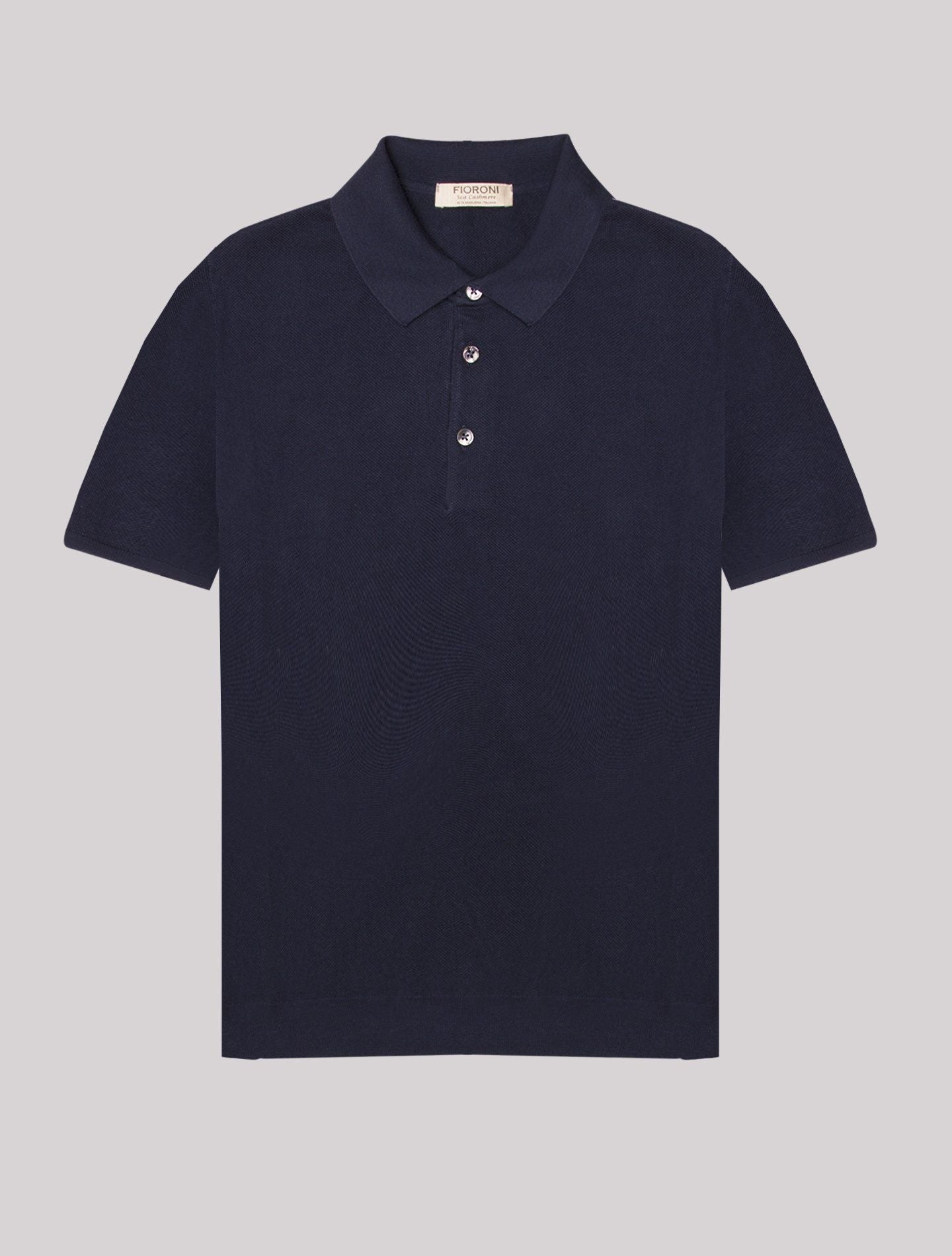 Cotton Cashmere Structured Knitted Polo Shirt Navy Fioroni Polo shirts 46