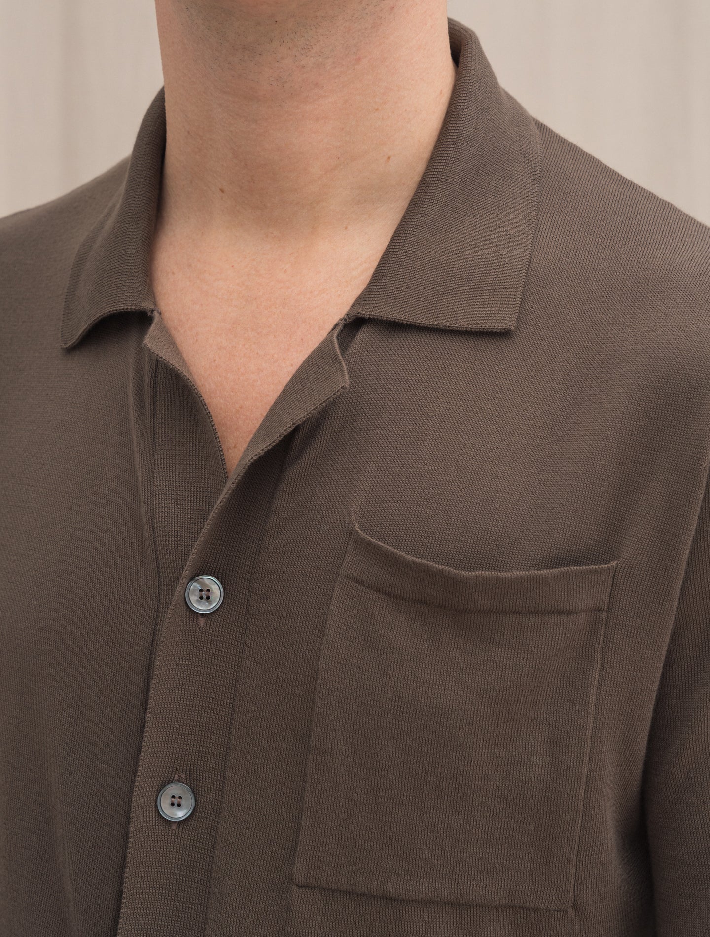 Cotton Fine Knitted Short Sleeve Shirt Brown Gabucci Shirts 46