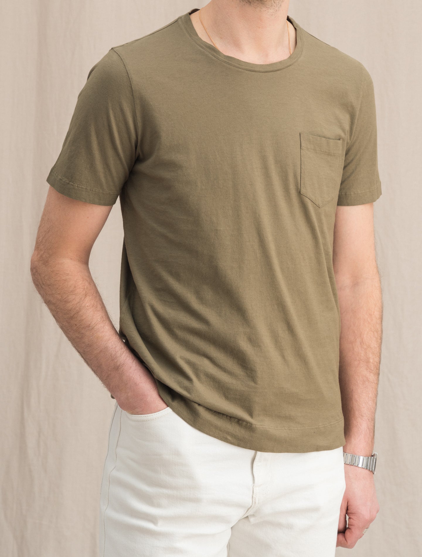Cotton Panarea T-Shirt Desert Green Massimo Alba T-shirts XS