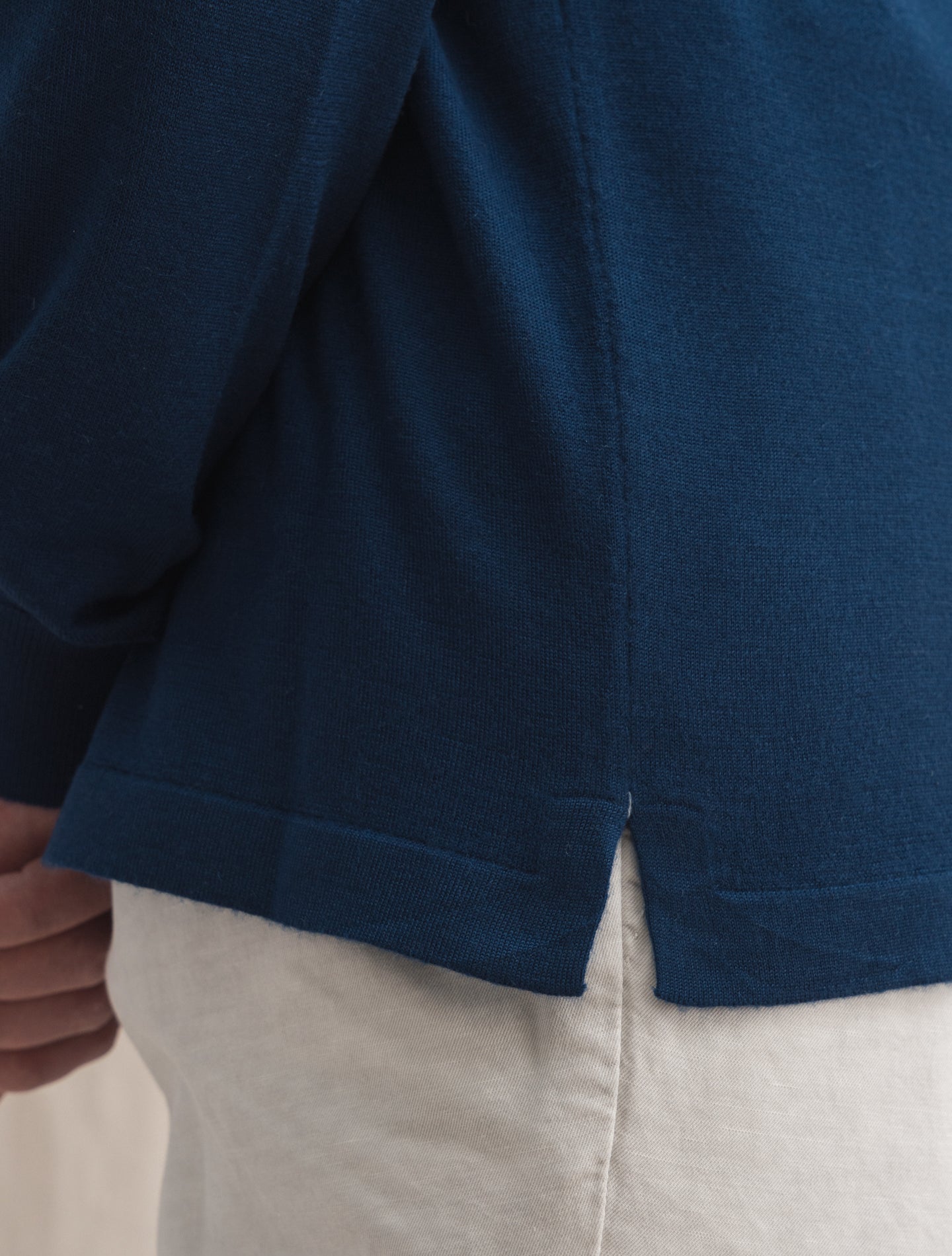 Duvet Cashmere Knitted Saddle Shoulder Crewneck Blue Fioroni Knitwear 48