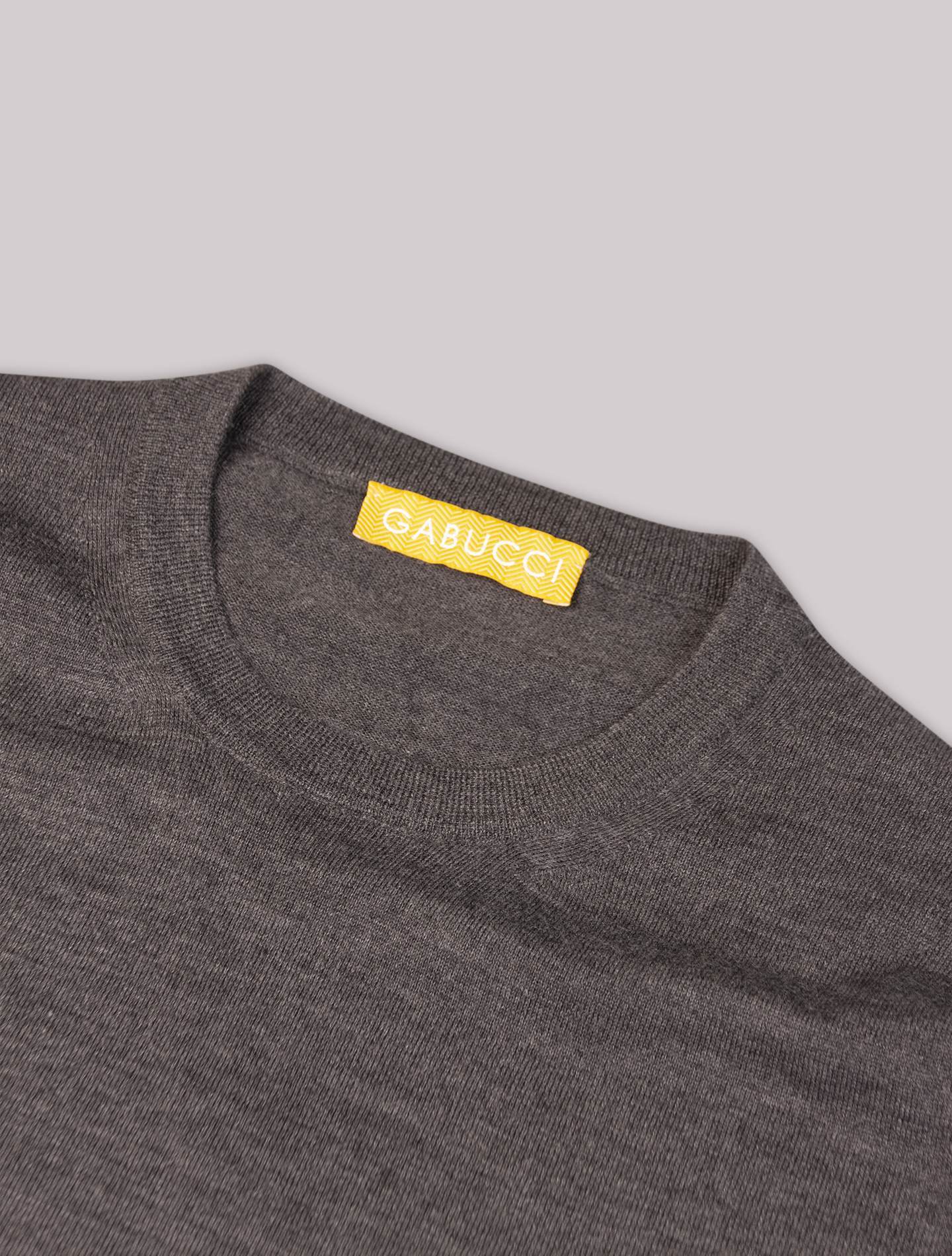 Grey Fine Merino Wool Crewneck Sweater Gabucci Knitwear 46