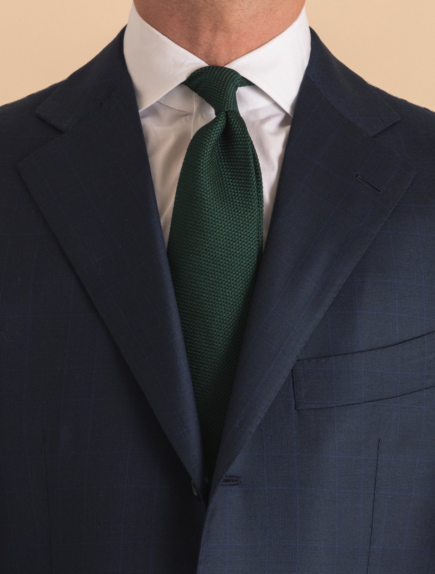 Handmade 170's Wool Cashmere Glencheck Suit Navy Cesare Attolini Suits 46