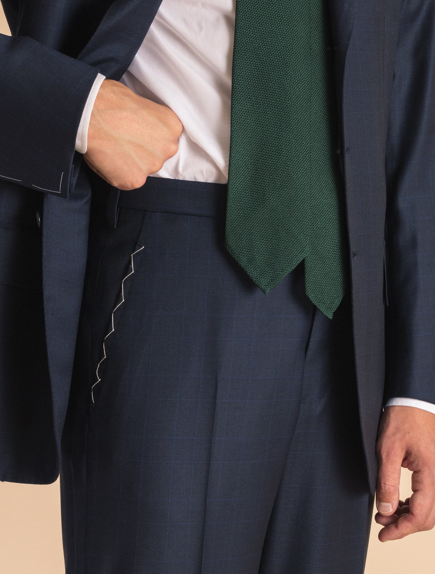 Handmade 170's Wool Cashmere Glencheck Suit Navy Cesare Attolini Suits 46