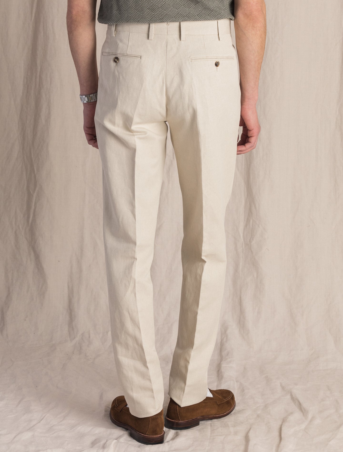 High Waisted Cotton Linen Trouser Beige Lardini Trousers 48
