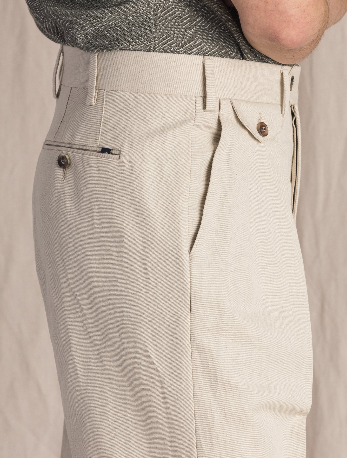 High Waisted Cotton Linen Trouser Beige Lardini Trousers 48
