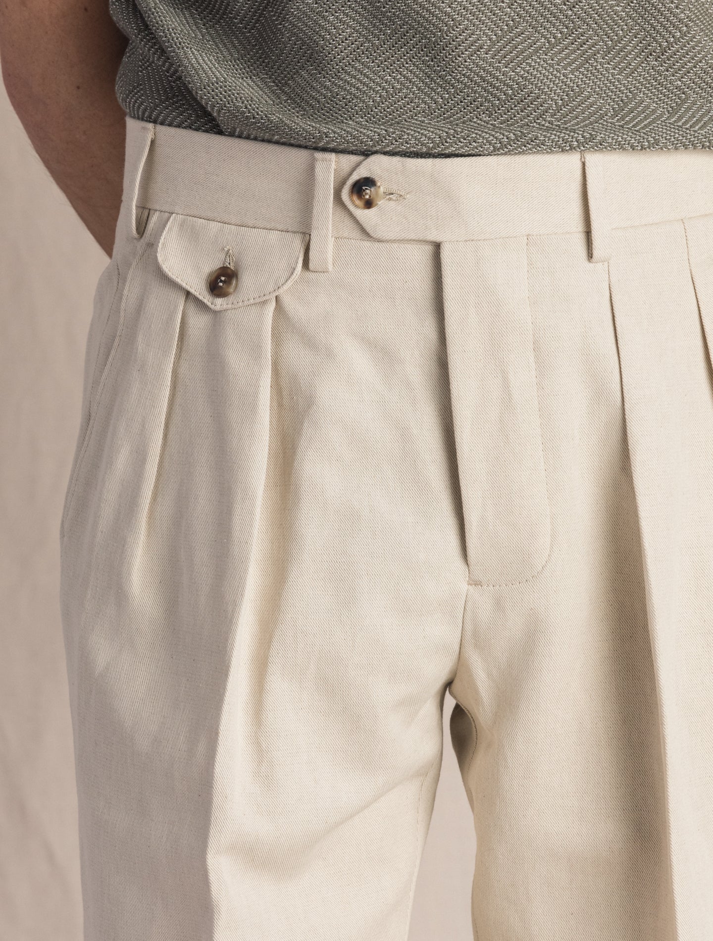 High Waisted Cotton Linen Trouser Beige Lardini Trousers 48
