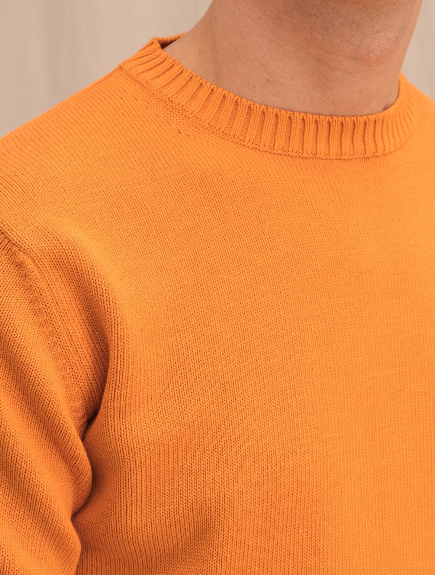 Knitted Cotton Crewneck Orange Morgano Knitwear 46