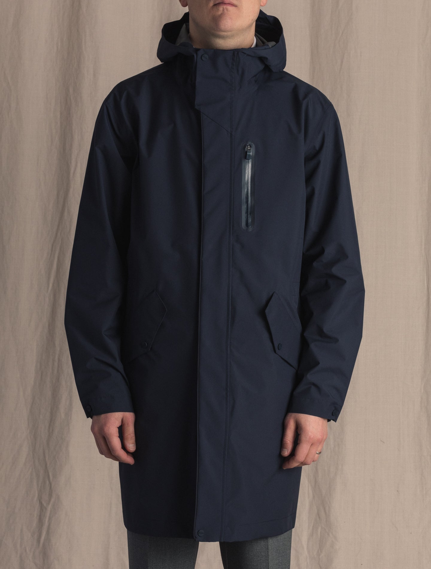 Laminar Hooded Rain Coat Navy Herno Outerwear 46