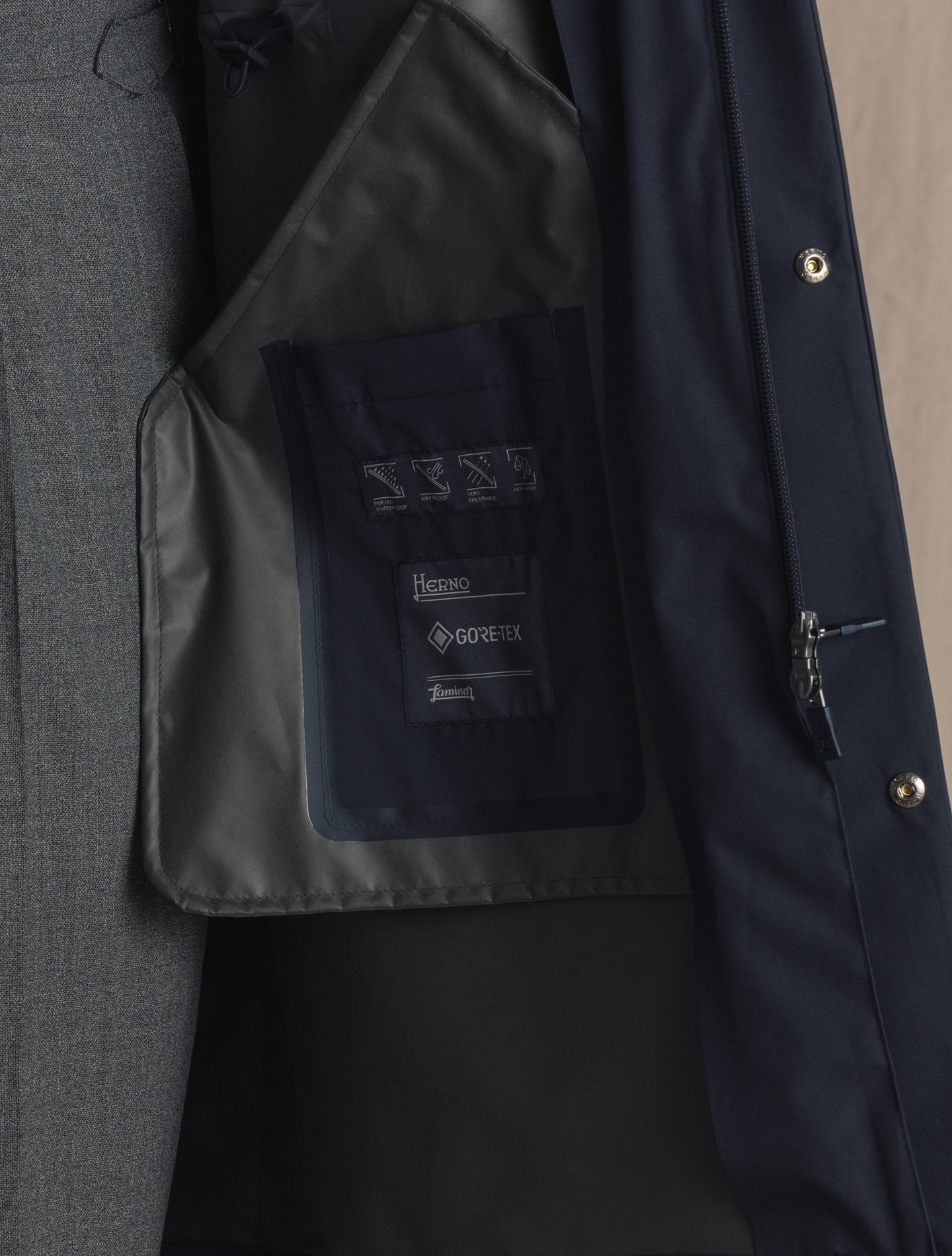 Laminar Hooded Rain Coat Navy Herno Outerwear 46