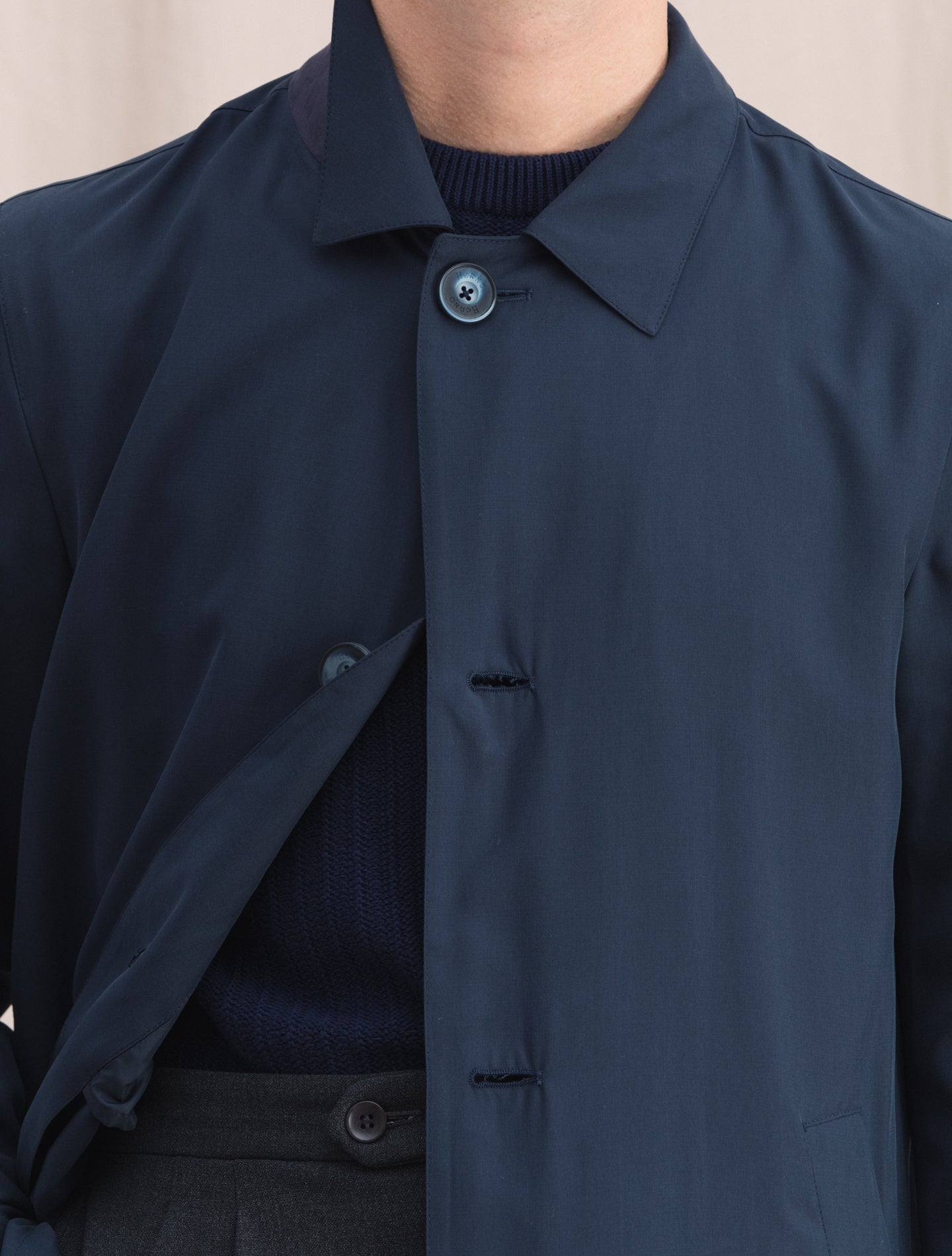 Lightweight Car Coat Navy Herno Outerwear 48