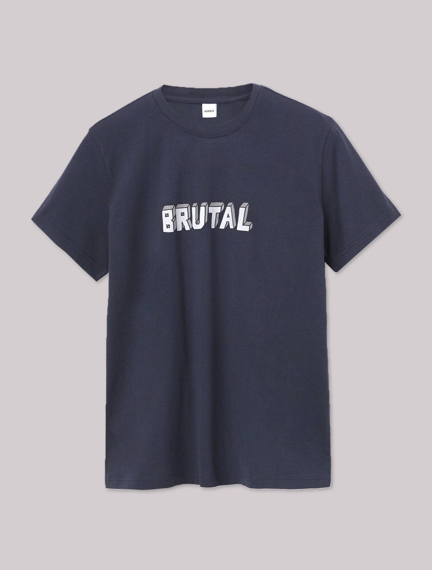 Printed Cotton T-Shirt Brutal Navy Aspesi T-shirts XS