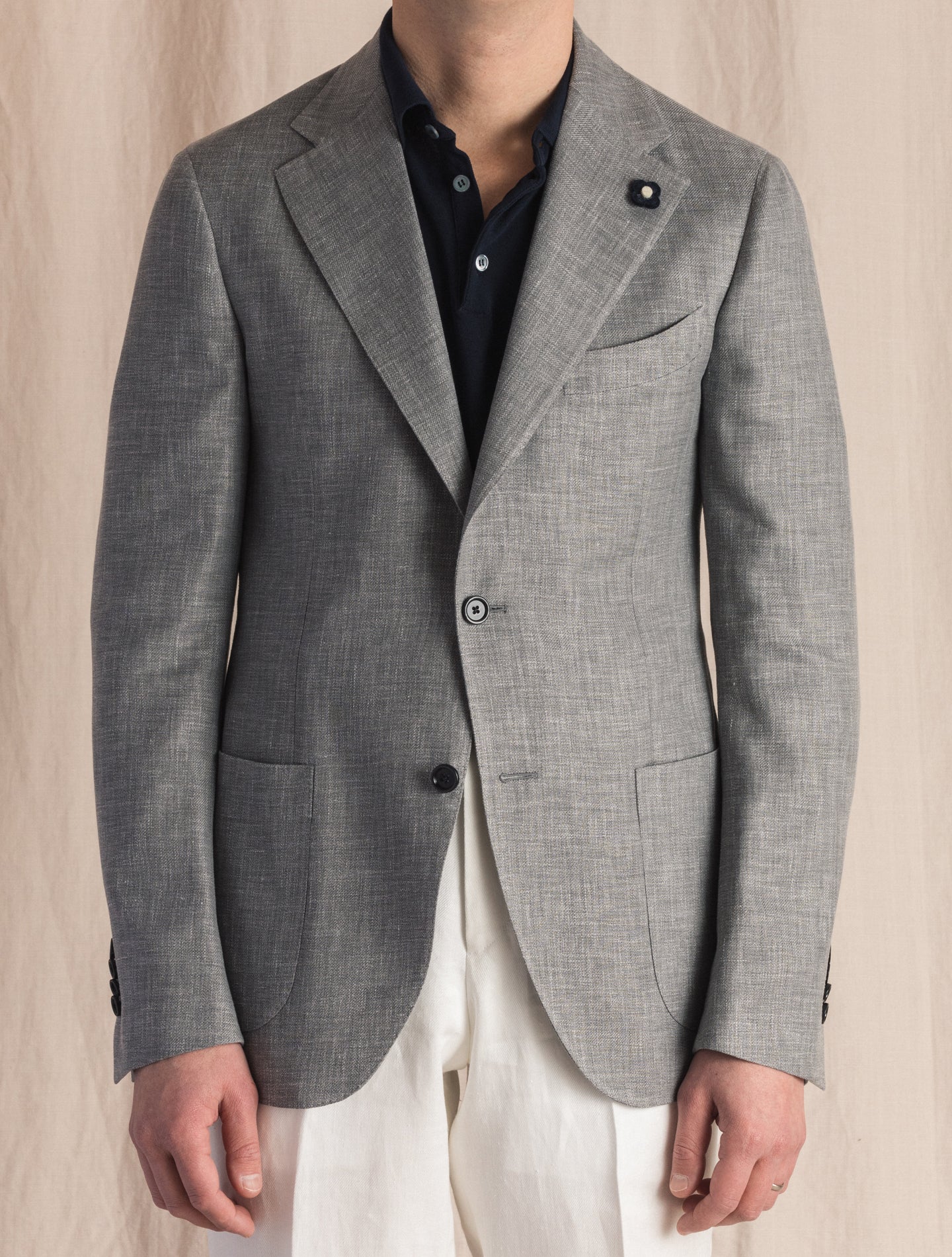 Single Breasted Wool Mix Jacket Grey Lardini Jackets 48