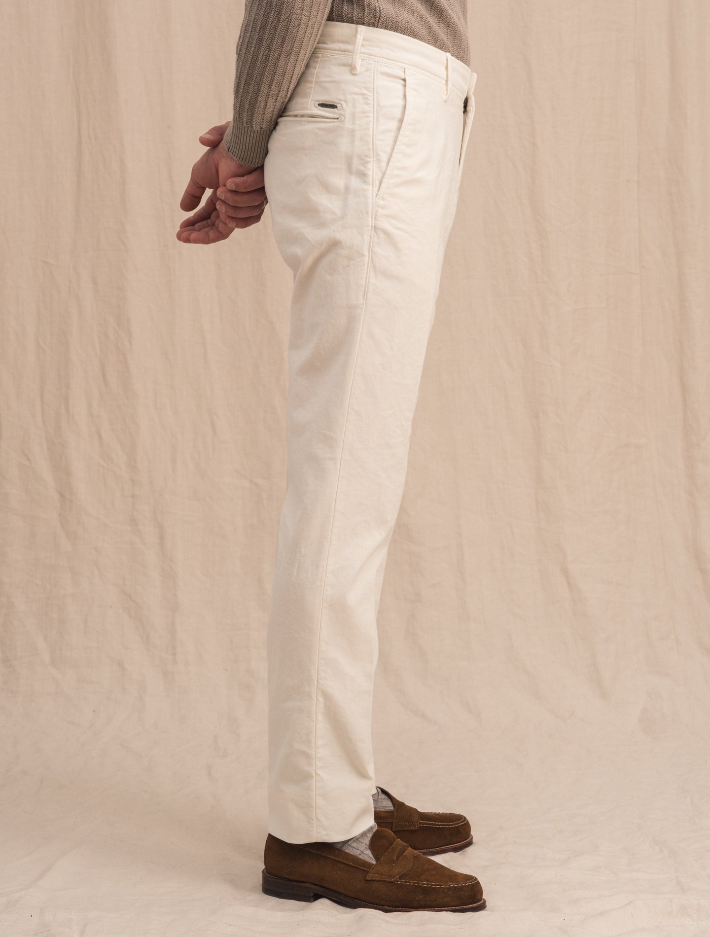 Slim Fit Cotton Slacks Off White Incotex Trousers 31
