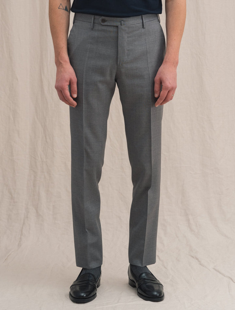 Slim Fit Wool Trousers Light Grey – Gabucci