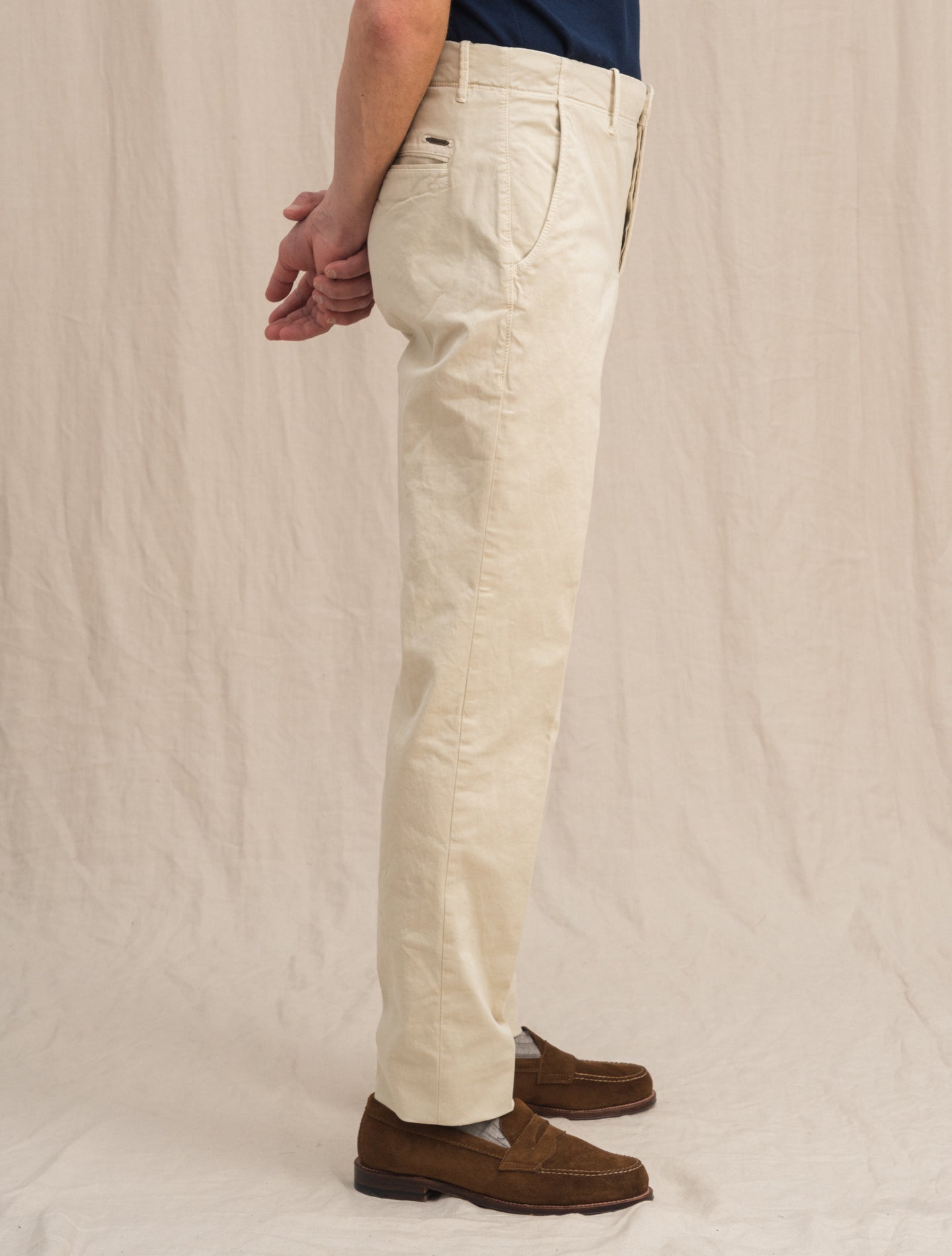 Tapered fit Cotton Twill Trouser Light Beige Incotex Trousers 31