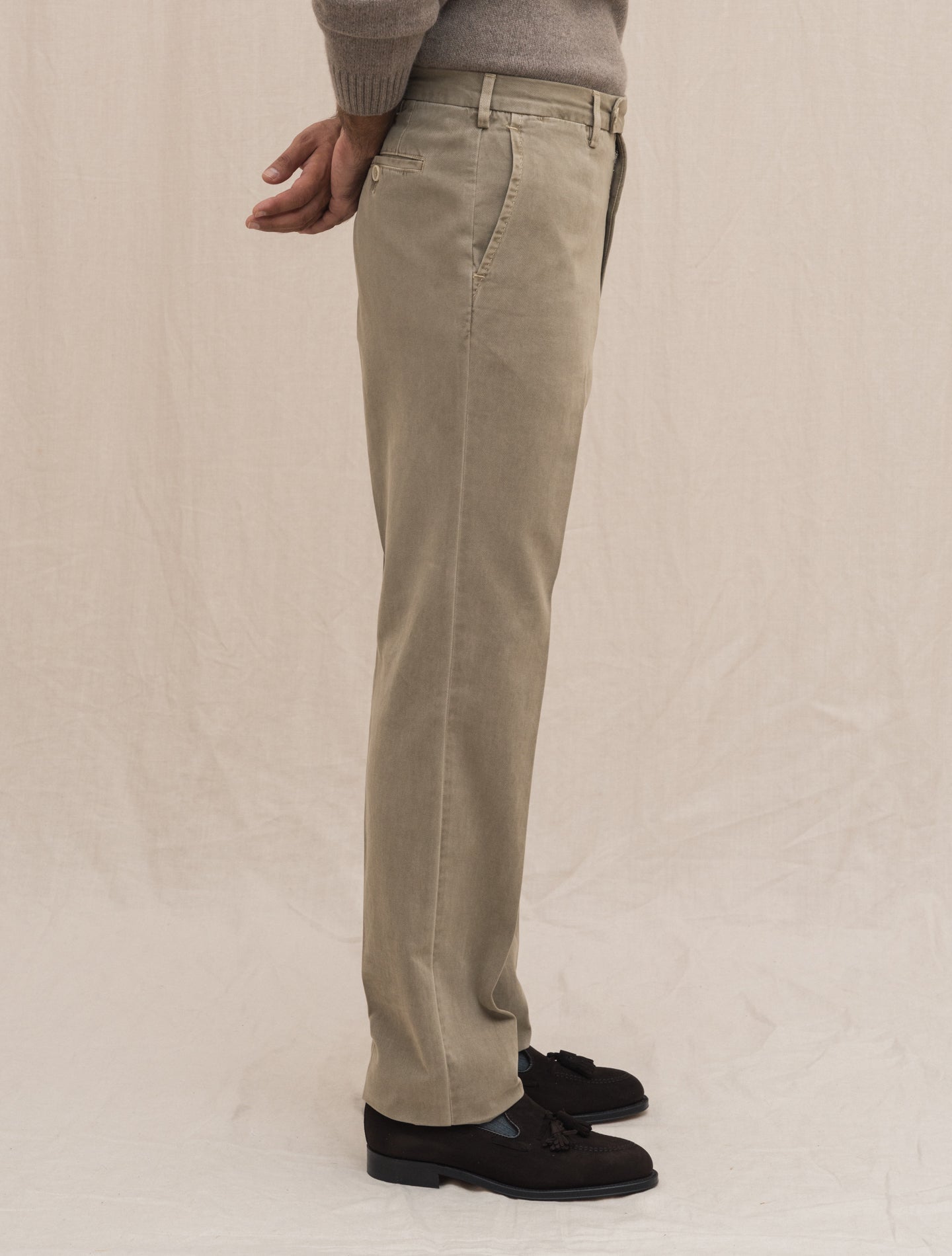 190 Cotton Cashmere Twill Trousers Beige Rota Trousers Gabucci