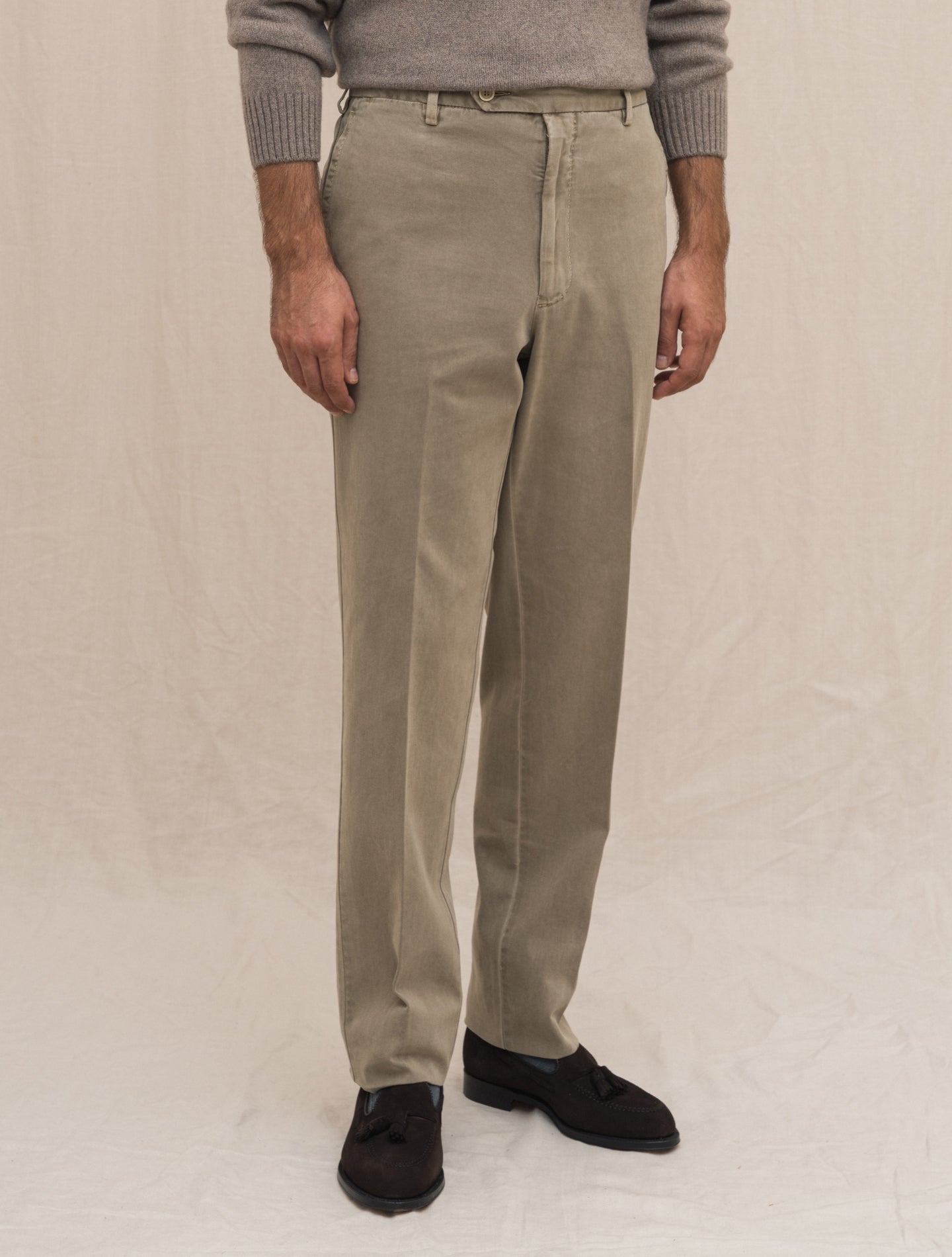 190 Cotton Cashmere Twill Trousers Beige Rota Trousers Gabucci