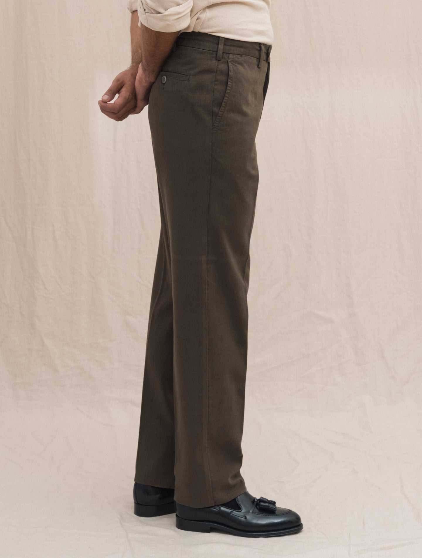 190 Cotton Cashmere Twill Trousers Brown Rota Trousers Gabucci