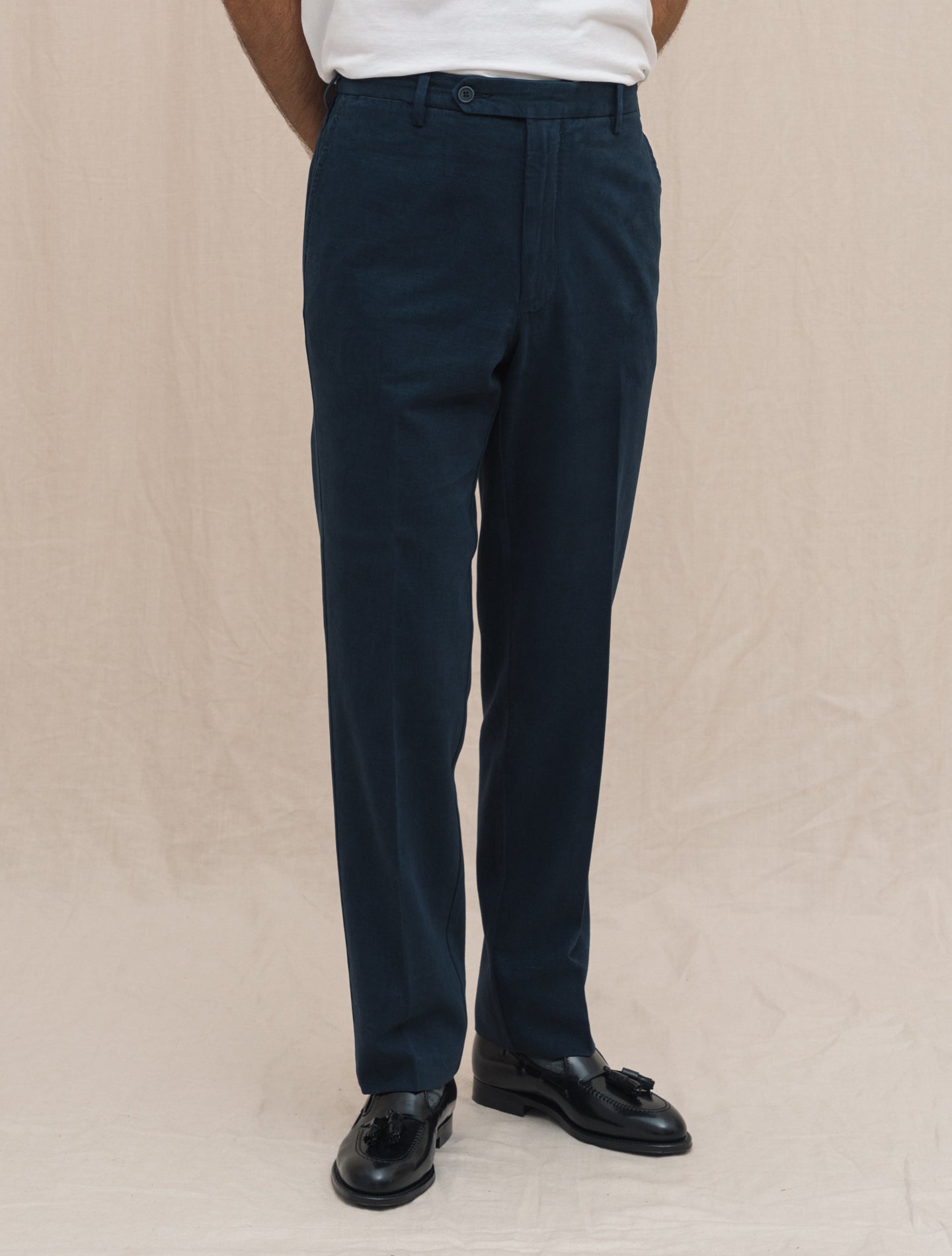 190 Cotton Cashmere Twill Trousers Navy Rota Trousers Gabucci