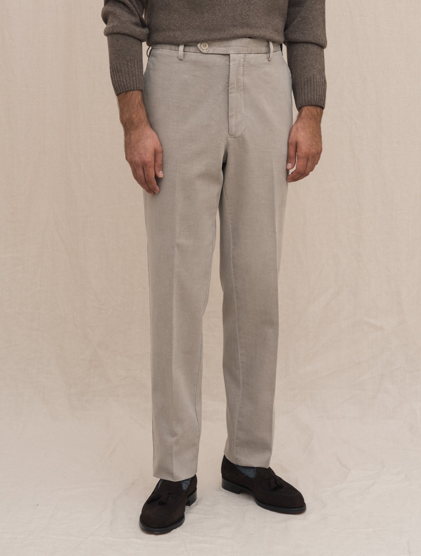 190 Cotton Cashmere Twill Trousers Stone Rota Trousers Gabucci