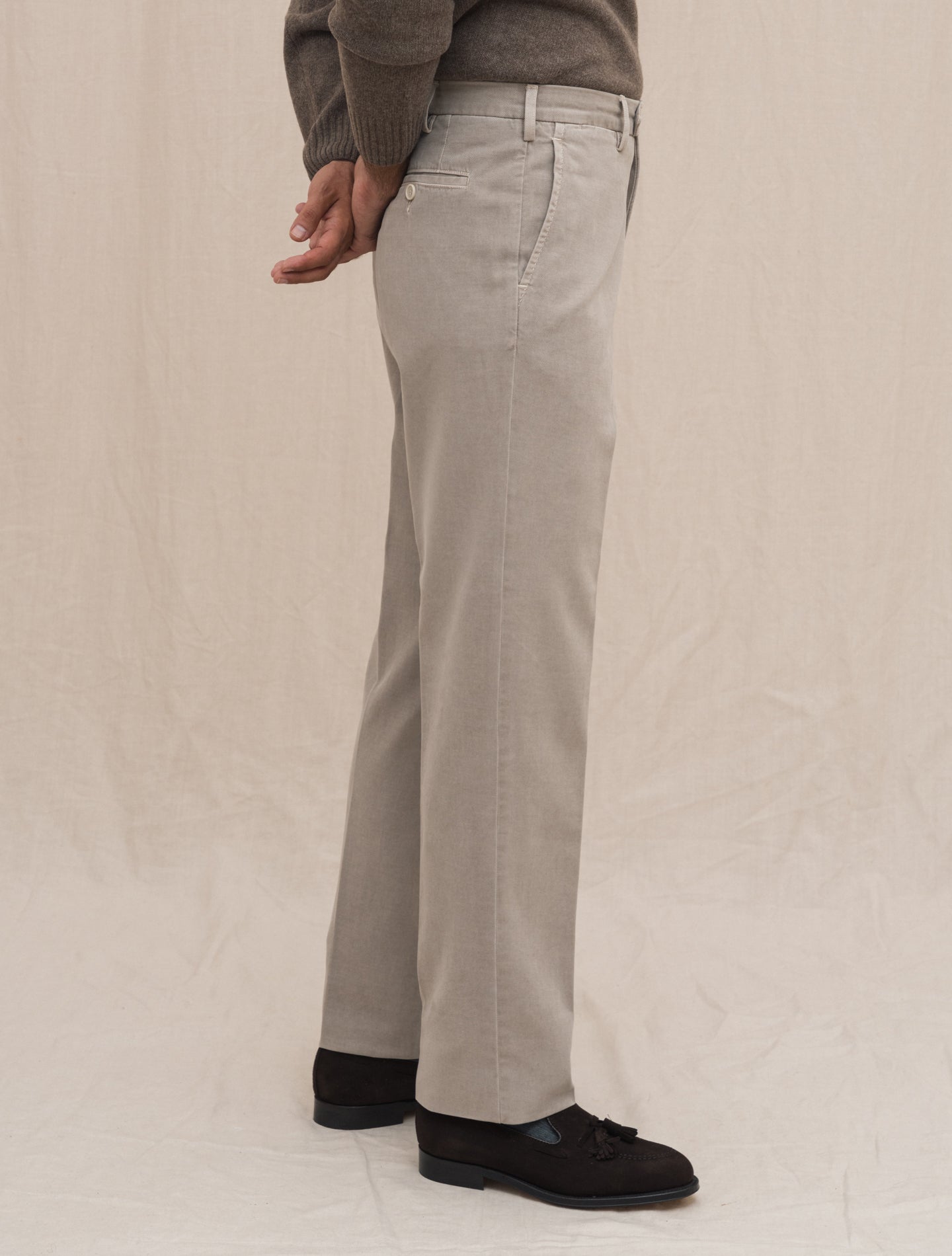 190 Cotton Cashmere Twill Trousers Stone Rota Trousers Gabucci