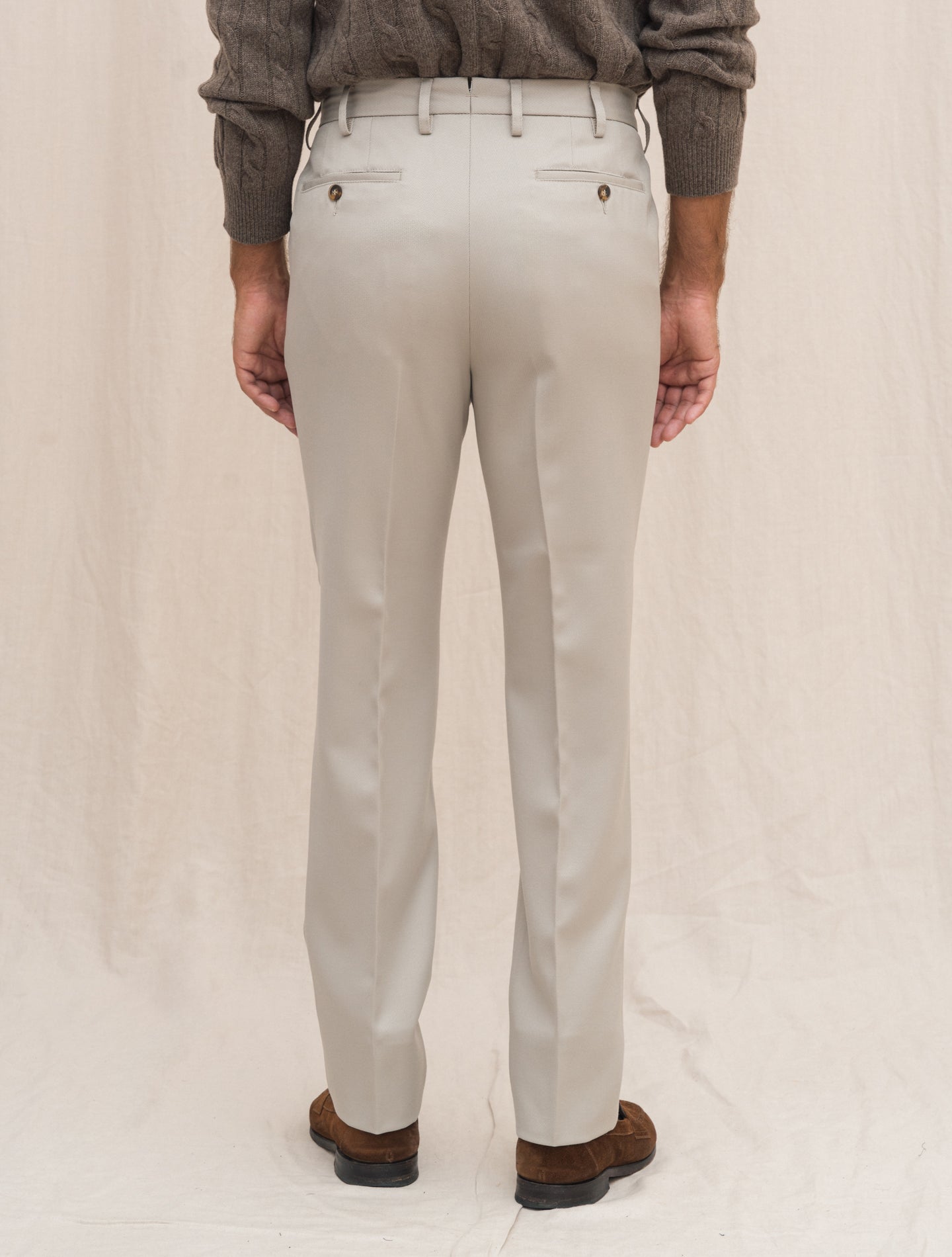 190 Flat Front Wool Twill Trousers Beige Rota Trousers 48