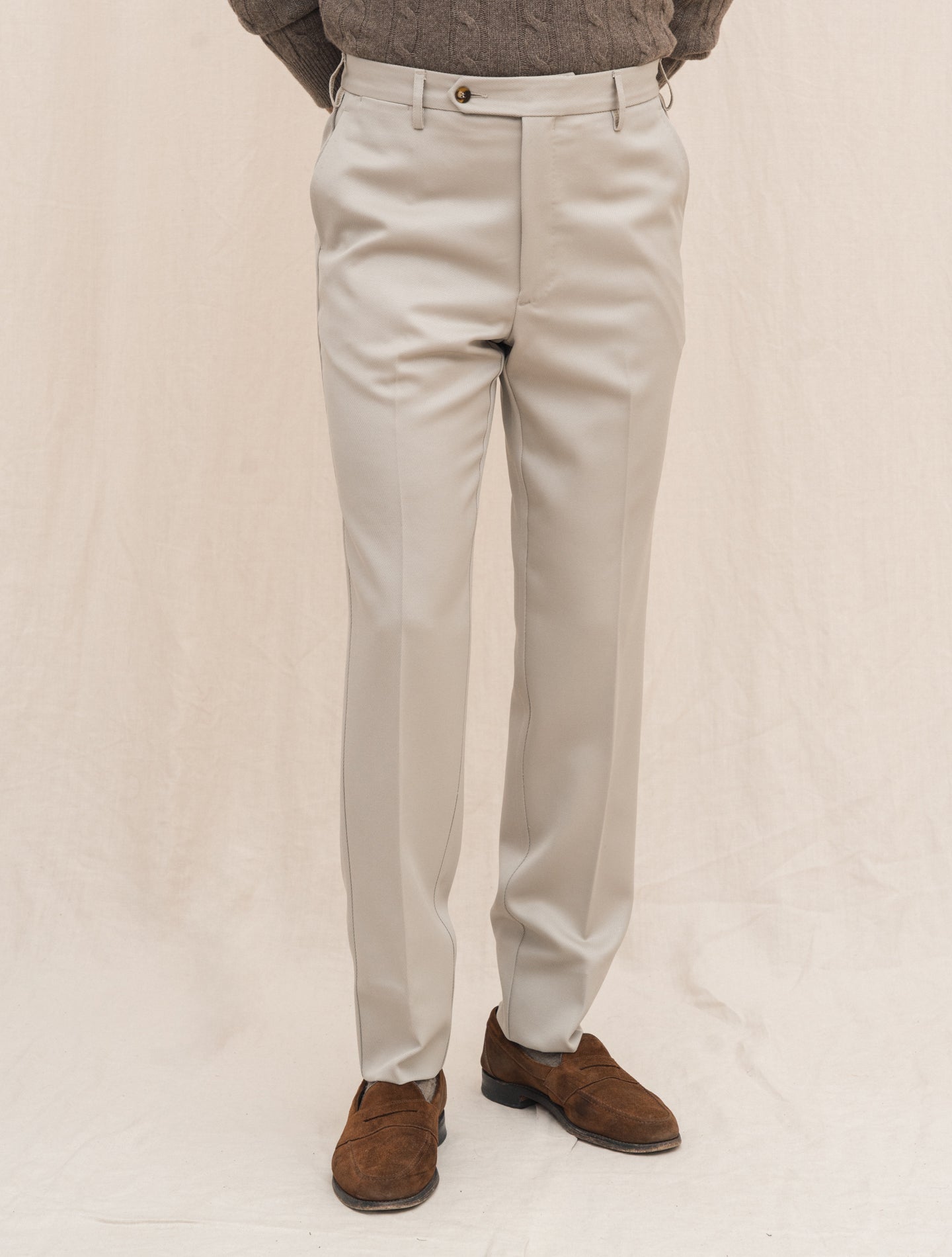 190 Flat Front Wool Twill Trousers Beige Rota Trousers 48