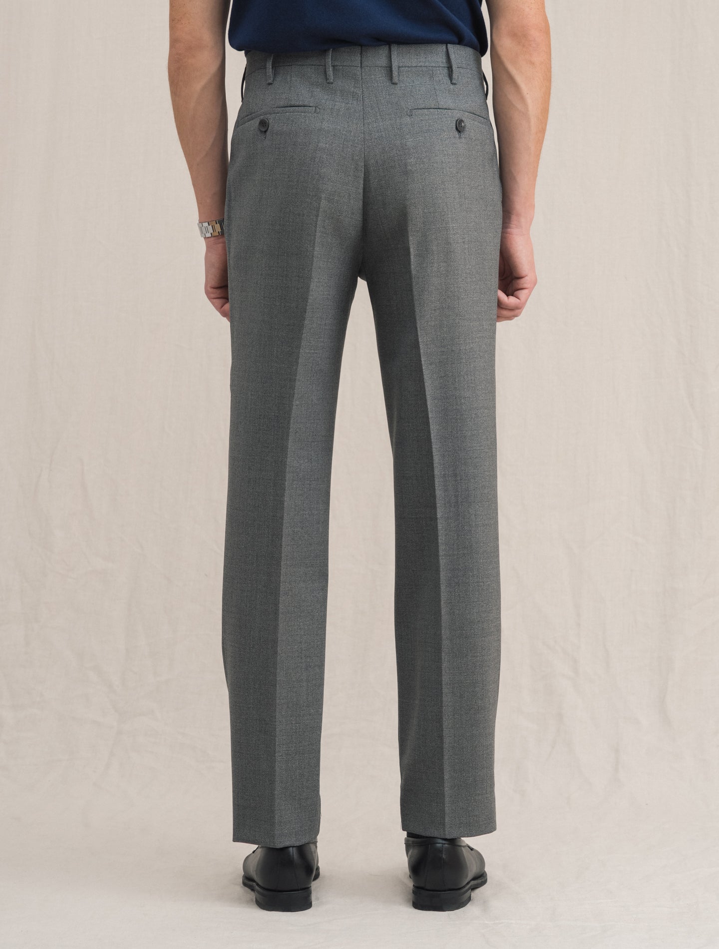 191 Pleated Fresco Wool Trousers Mid Grey Rota Trousers 46