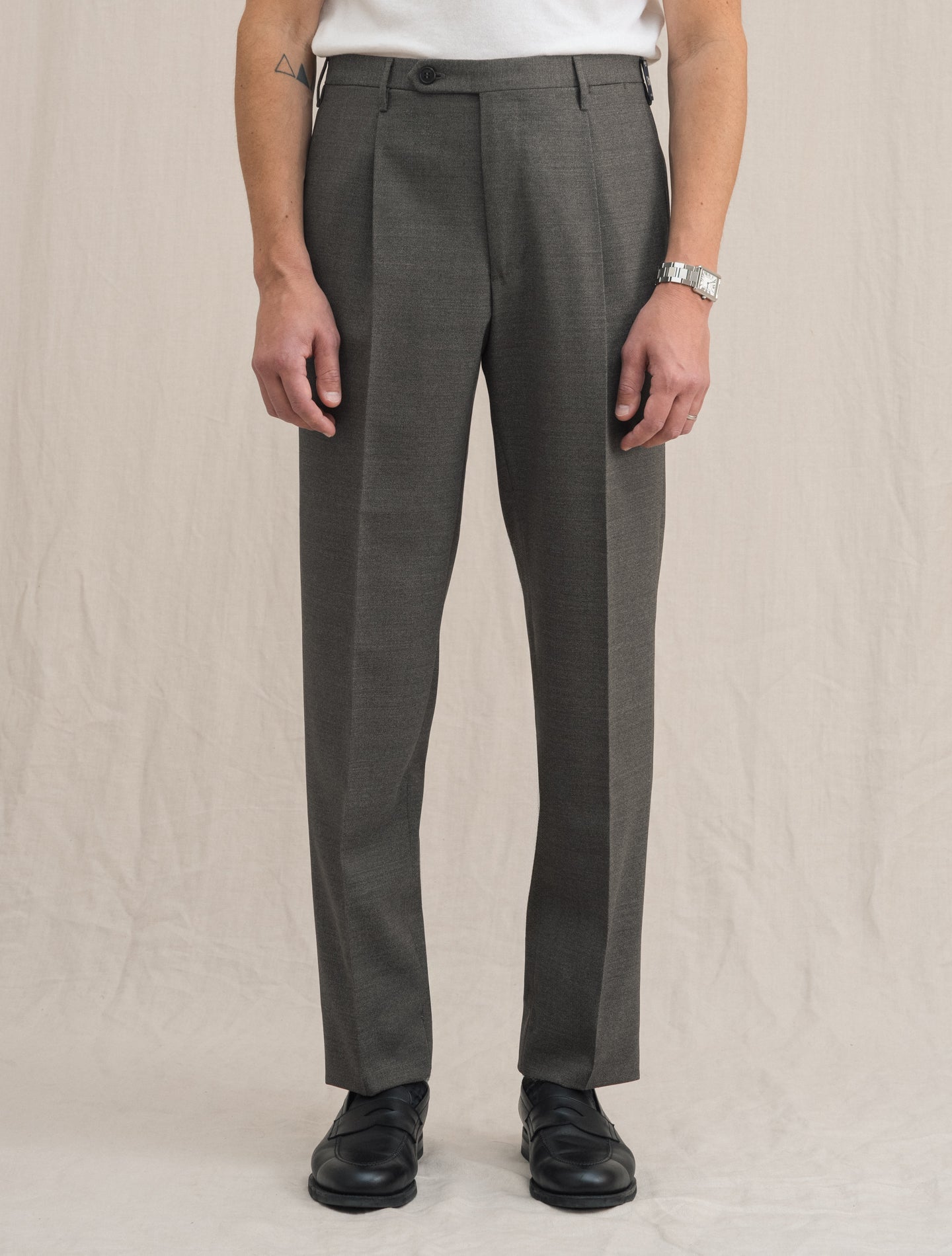 191 Pleated Fresco Wool Trousers Taupe | Gabucci