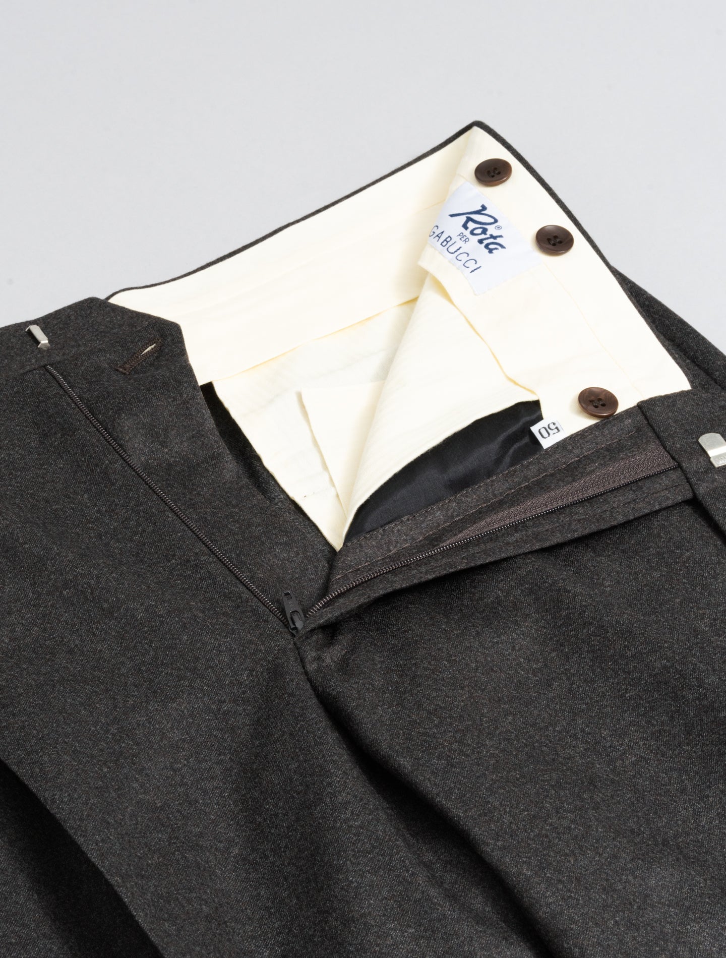 191 Pleated Wool Cashmere Trousers Brown Rota Trousers 48